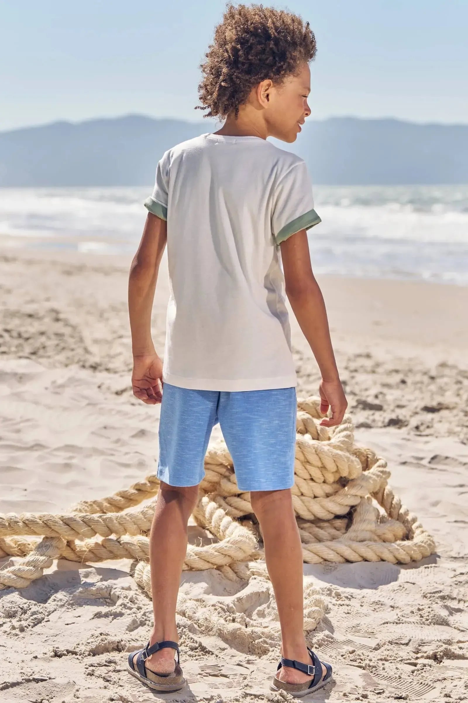 Conjunto de Camiseta em Meia Malha e Bermuda em Mesclado Bicolor 83111 LucBoo Infantil Menino
