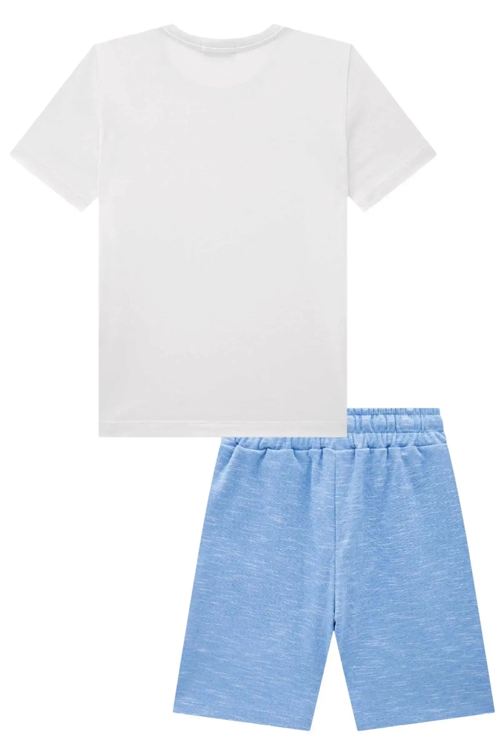 Conjunto de Camiseta em Meia Malha e Bermuda em Mesclado Bicolor 83111 LucBoo Infantil Menino