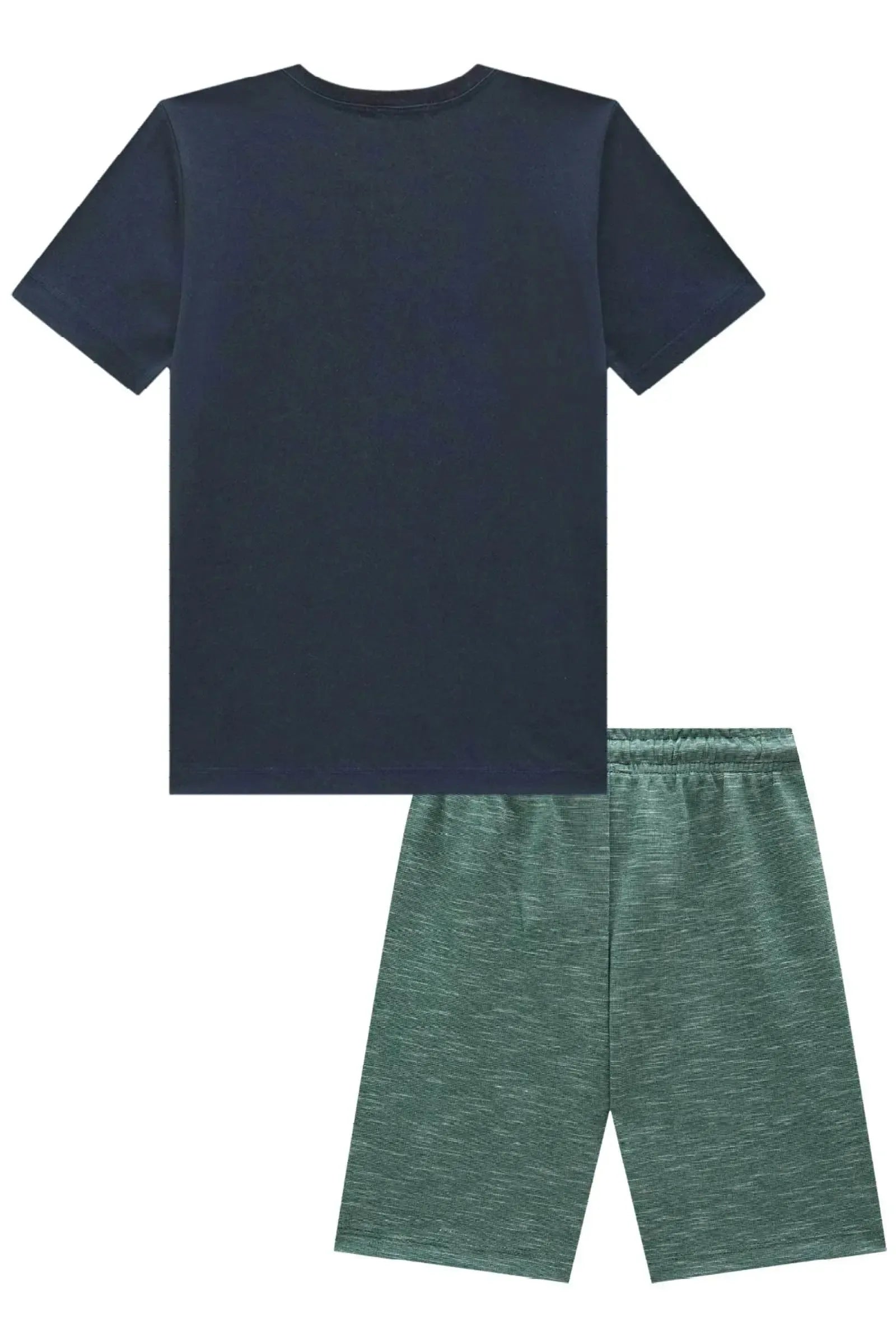 Conjunto de Camiseta em Meia Malha e Bermuda em Mesclado Bicolor 93142 LucBoo Infantil Menino