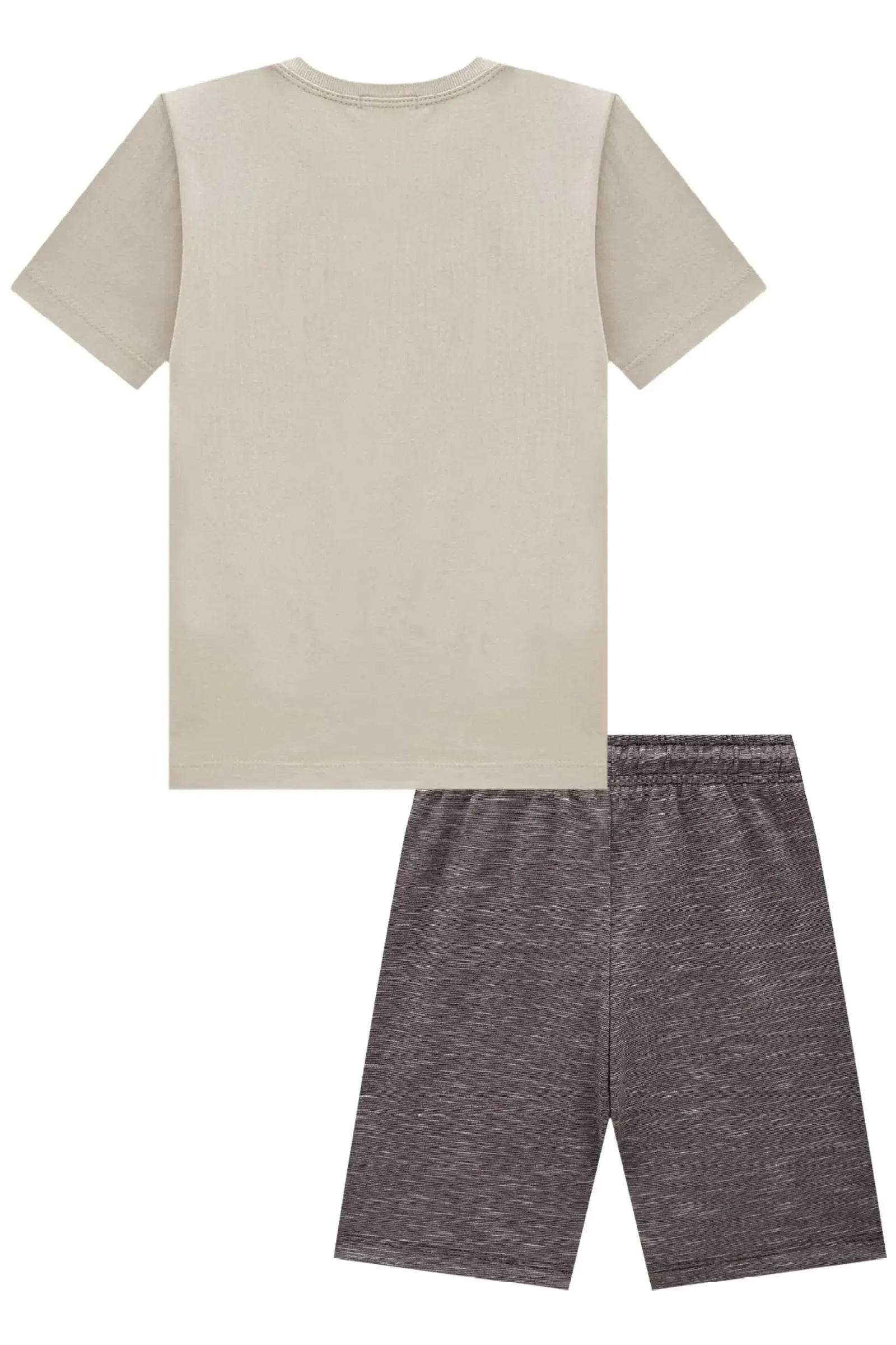 Conjunto de Camiseta em Meia Malha e Bermuda em Mesclado Bicolor com Elastano 92440 LucBoo Infantil Menino