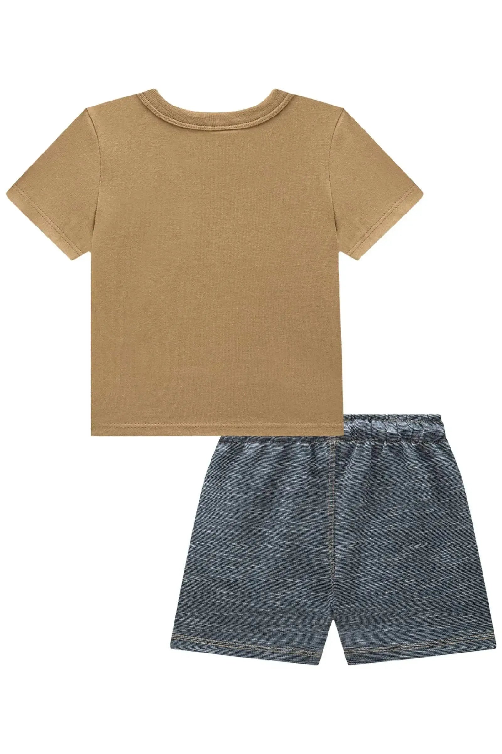 Conjunto de Camiseta em Meia Malha e Bermuda em Mesclado Bicolor com Elastano 92853 LucBoo Bebê Menino