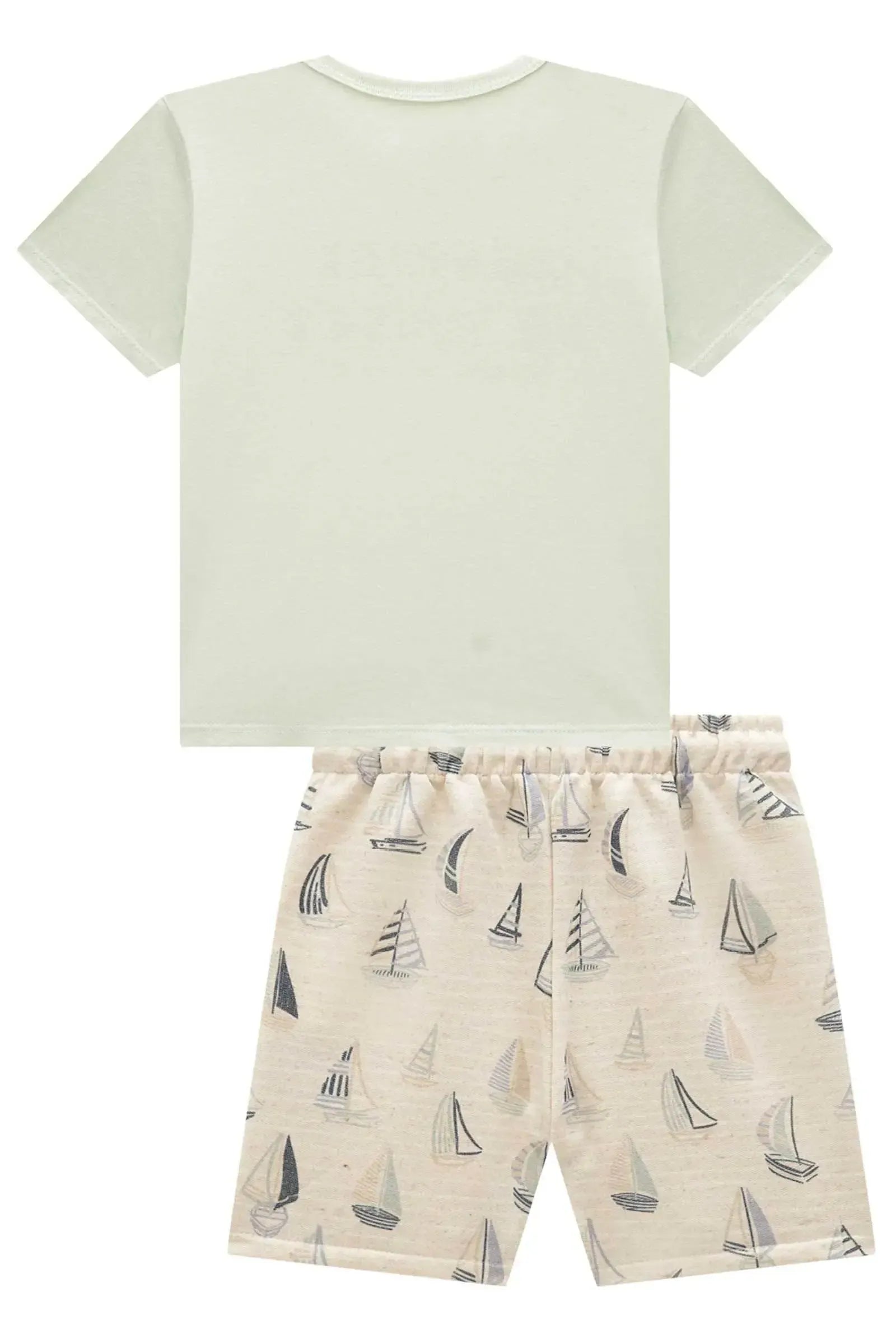Conjunto de Camiseta em Meia Malha e Bermuda em Moletom Linho sem Pelúcia 95141 Johnny Fox Teen Menino