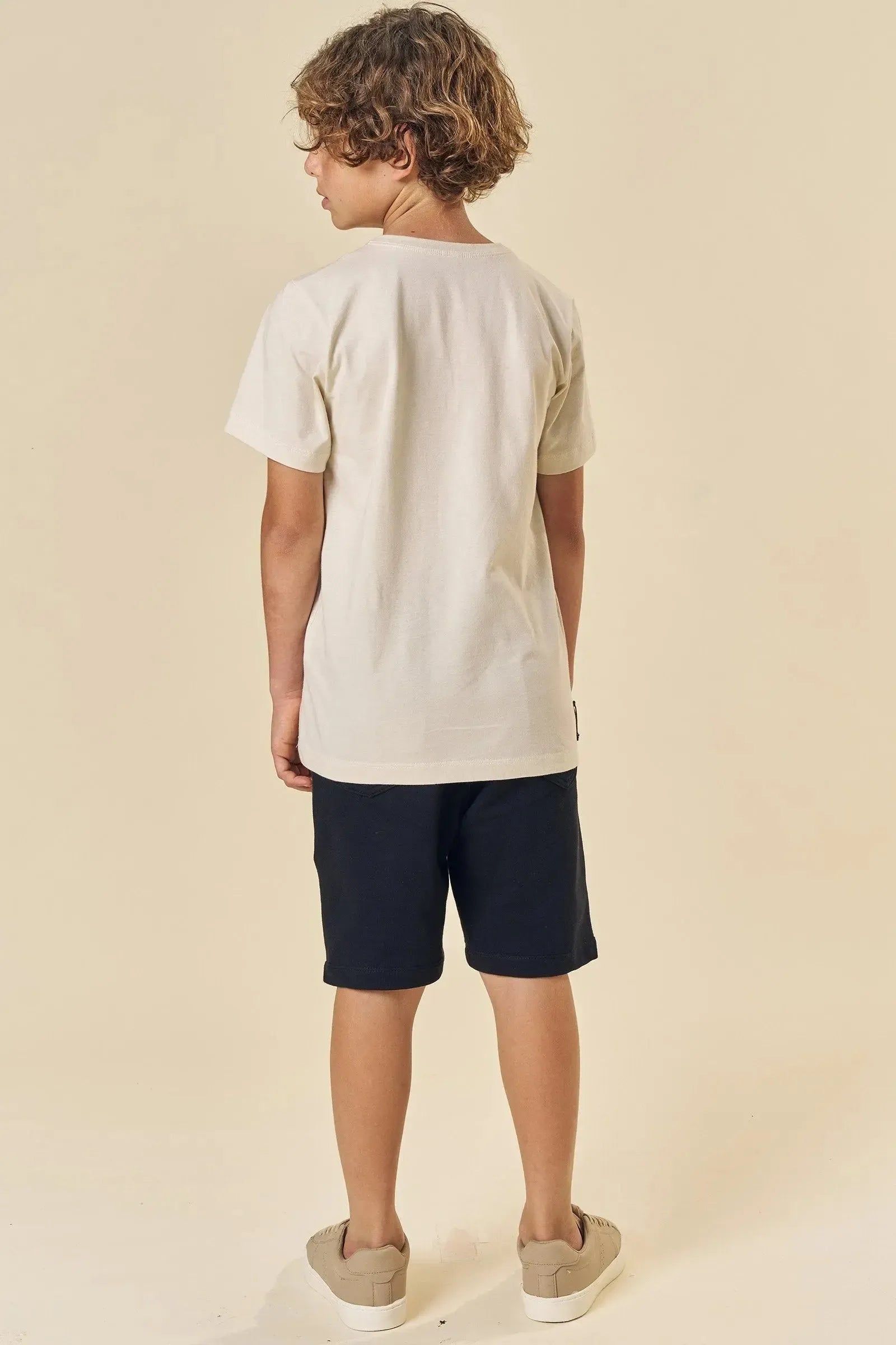 Conjunto de Camiseta em Meia Malha e Bermuda em Moletom sem Pelúcia 84067 Johnny Fox Teen Menino