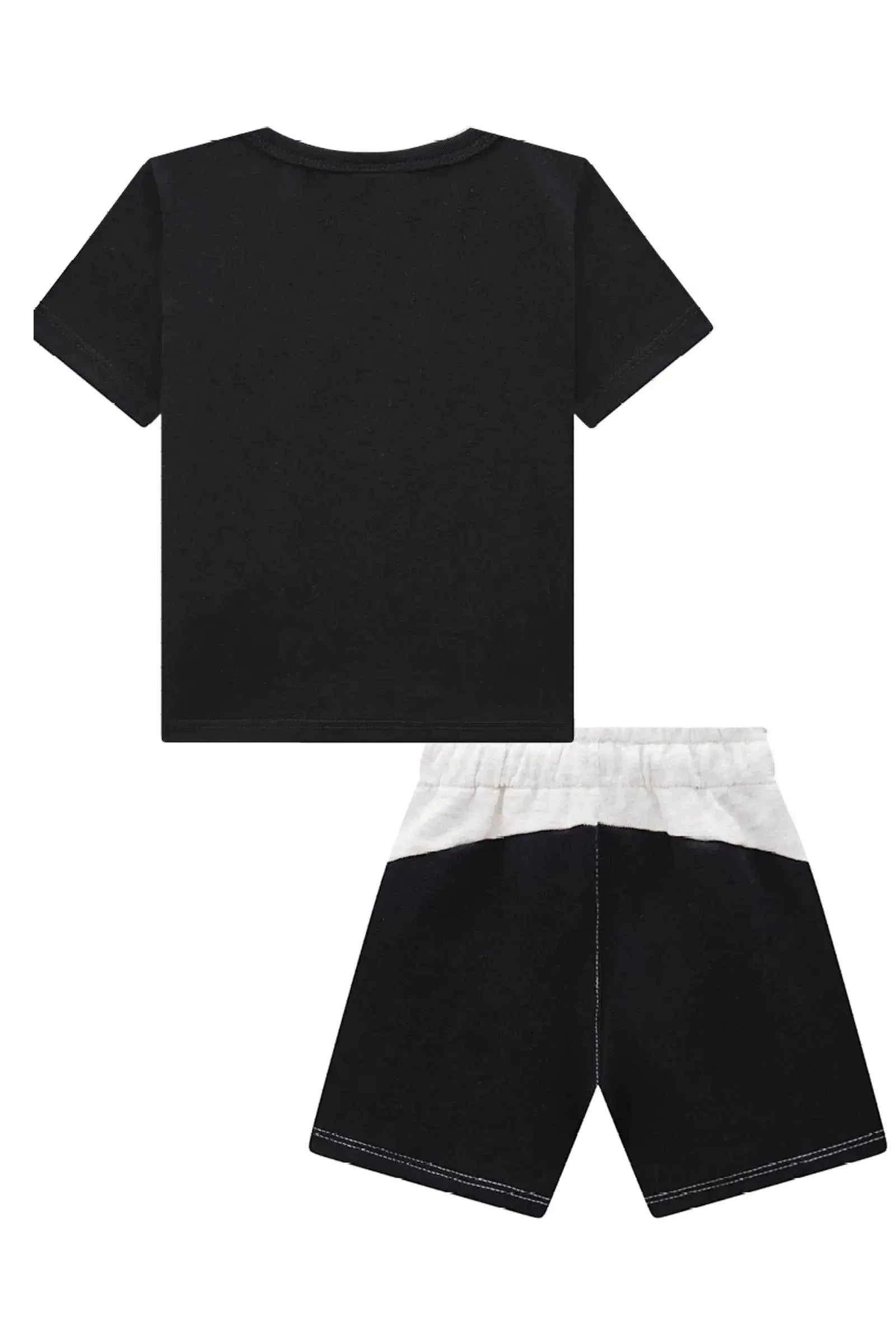 Conjunto de Camiseta em Meia Malha e Bermuda em Moletom sem Pelúcia 84681 Johnny Fox Bebê Menino