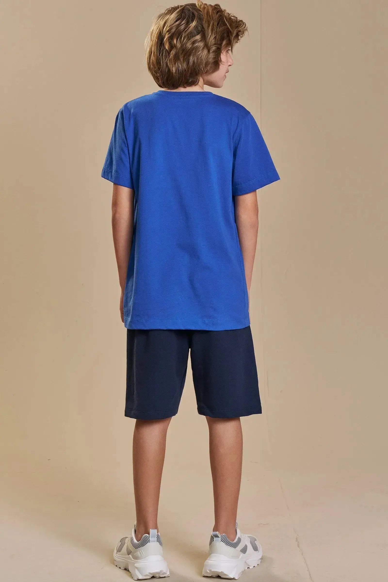 Conjunto de Camiseta em Meia Malha e Bermuda em Moletom sem Pelúcia 92985 Johnny Fox Teen Menino