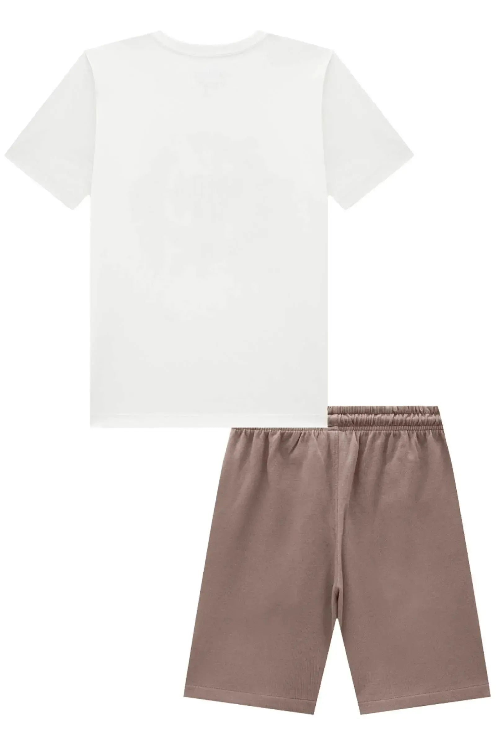 Conjunto de Camiseta em Meia Malha e Bermuda em Moletom sem Pelúcia 93375 Johnny Fox Teen Menino