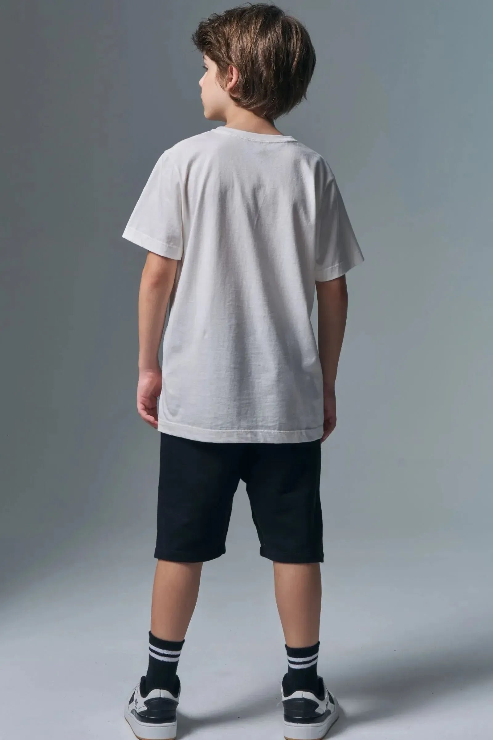 Conjunto de Camiseta em Meia Malha e Bermuda em Moletom sem Pelúcia 96840 Johnny Fox Teen Menino