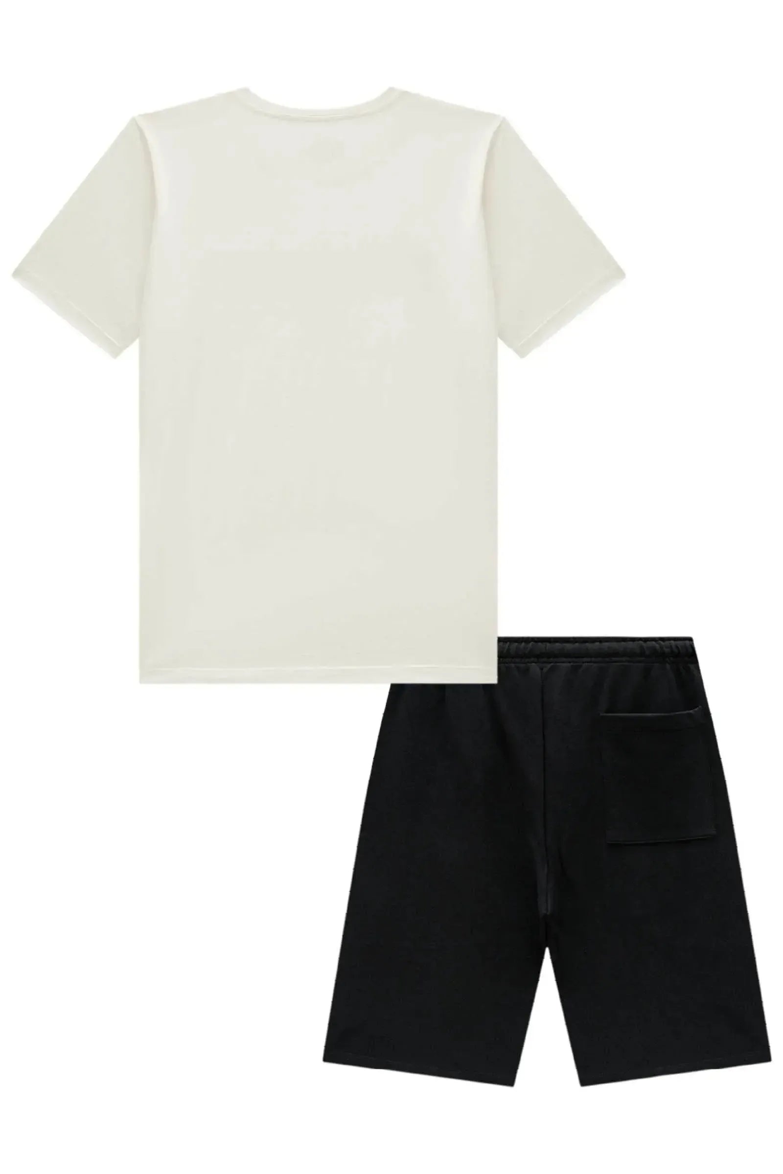Conjunto de Camiseta em Meia Malha e Bermuda em Moletom sem Pelúcia 96840 Johnny Fox Teen Menino