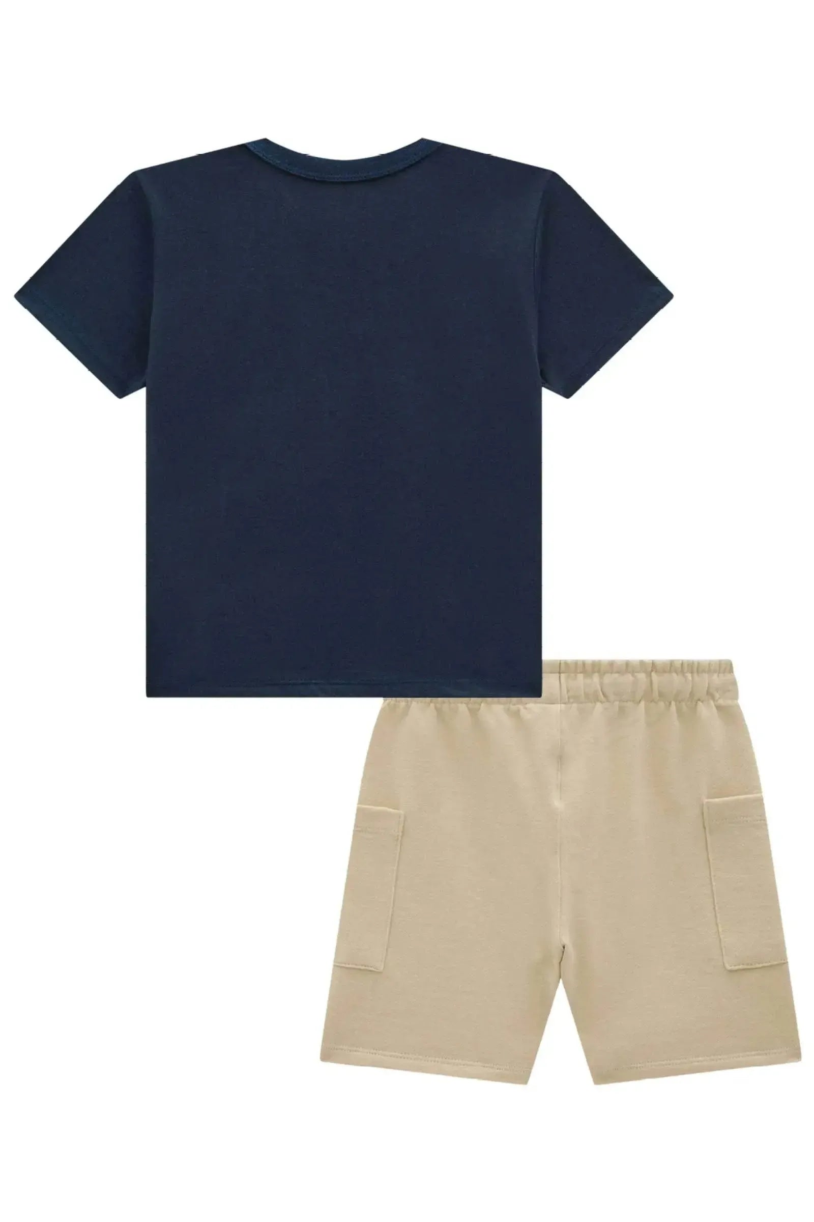 Conjunto de Camiseta em Meia Malha e Bermuda em Moletwill com Elastano 95178 Johnny Fox Teen Menino