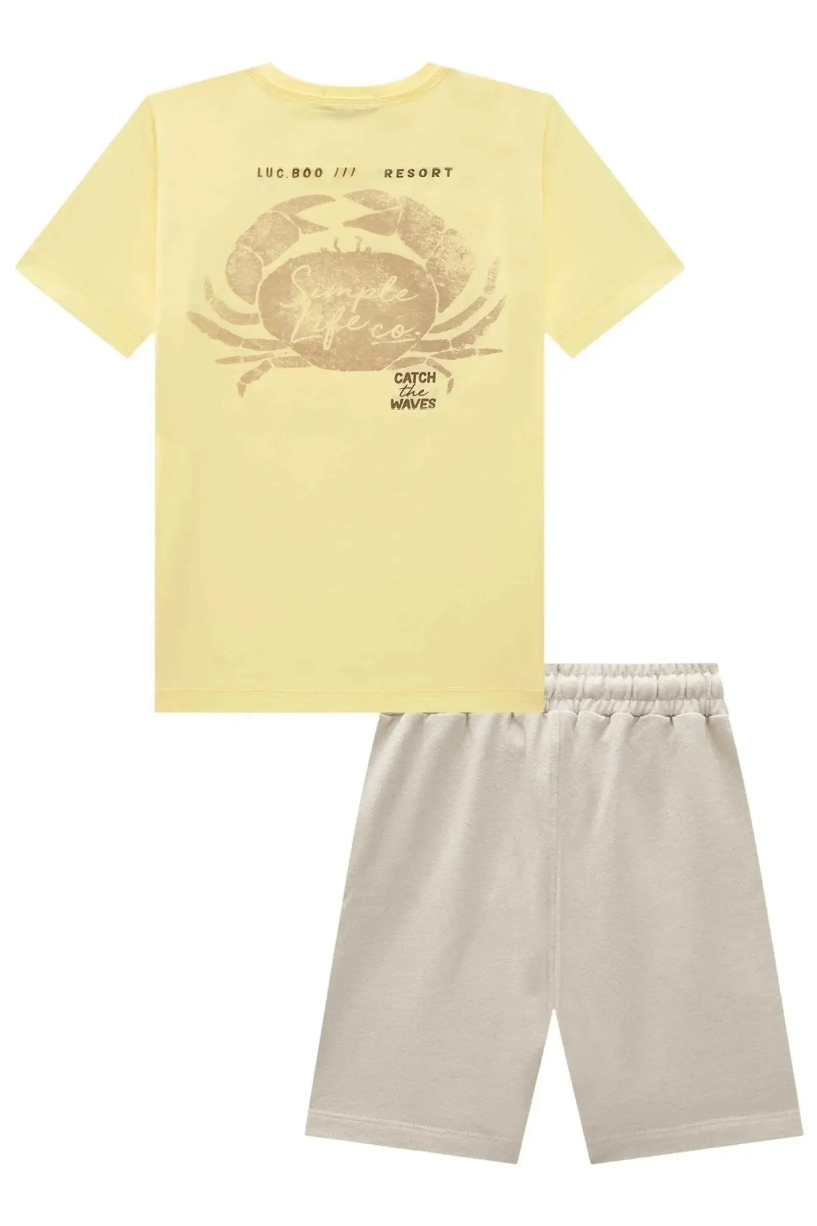 Conjunto de Camiseta em Meia Malha e Bermuda em Moletwill com Elastano 83151 LucBoo Infantil Menino