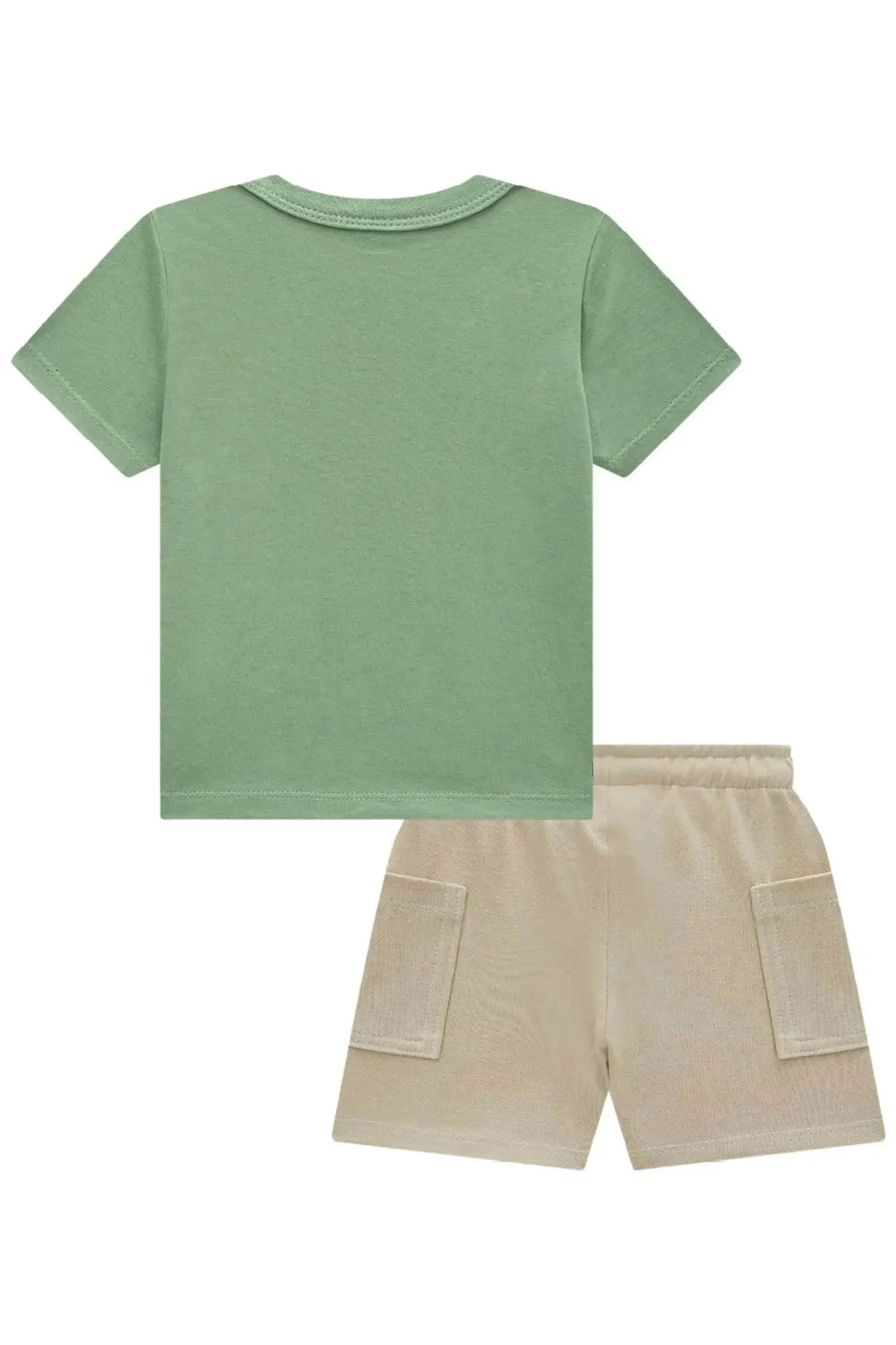 Conjunto de Camiseta em Meia Malha e Bermuda em Moletwill com Elastano 84685 Johnny Fox Bebê Menino