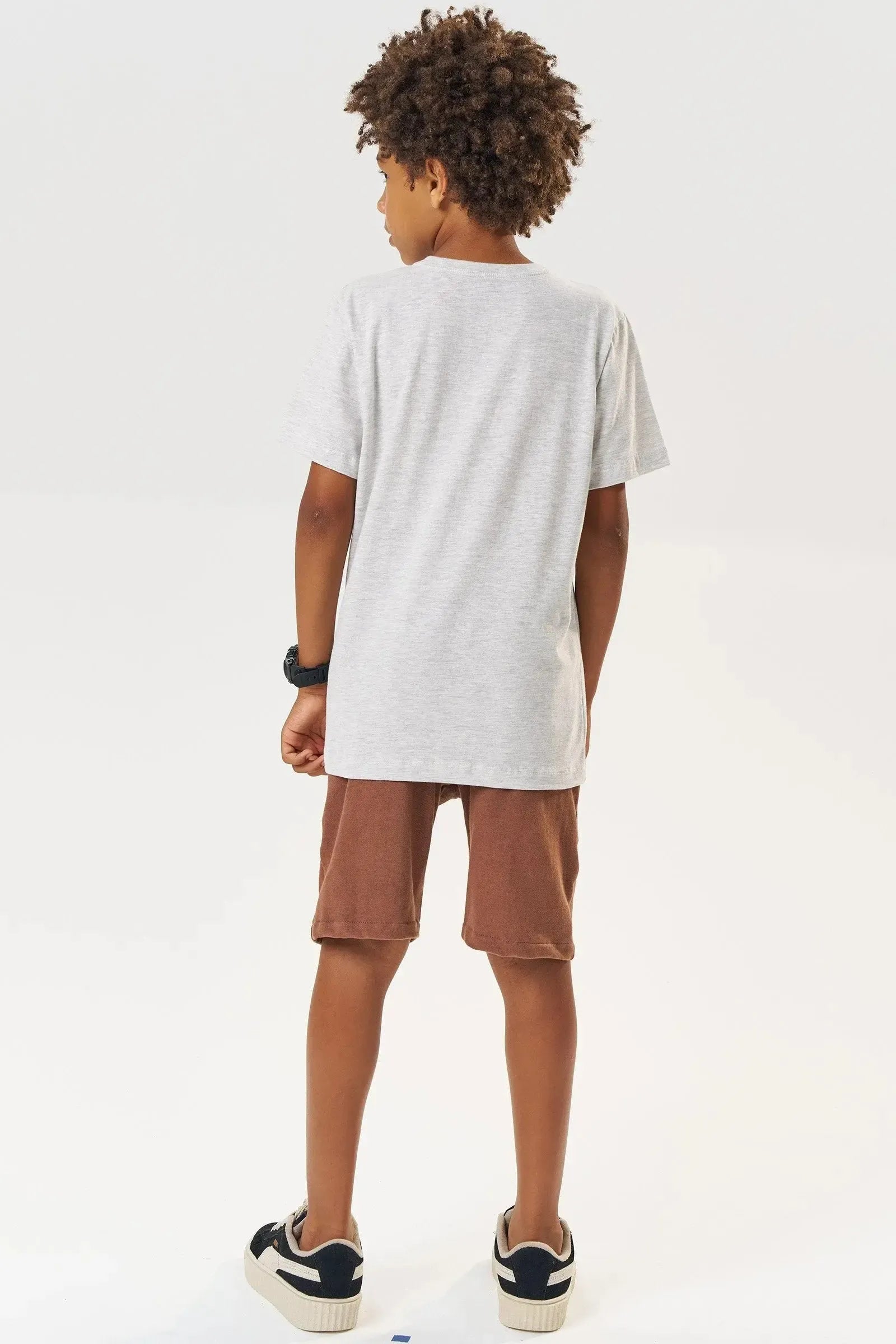 Conjunto de Camiseta em Meia Malha e Bermuda em Moletwill com Elastano 85067 Johnny Fox Teen Menino