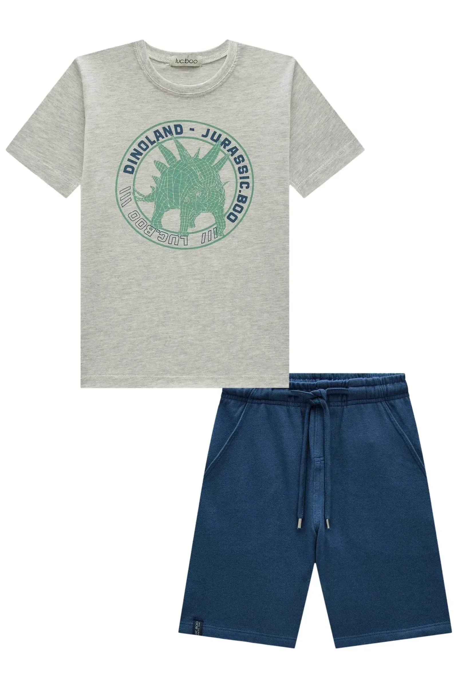 Conjunto de Camiseta em Meia Malha e Bermuda em Moletwill com Elastano 85113 LucBoo Infantil Menino