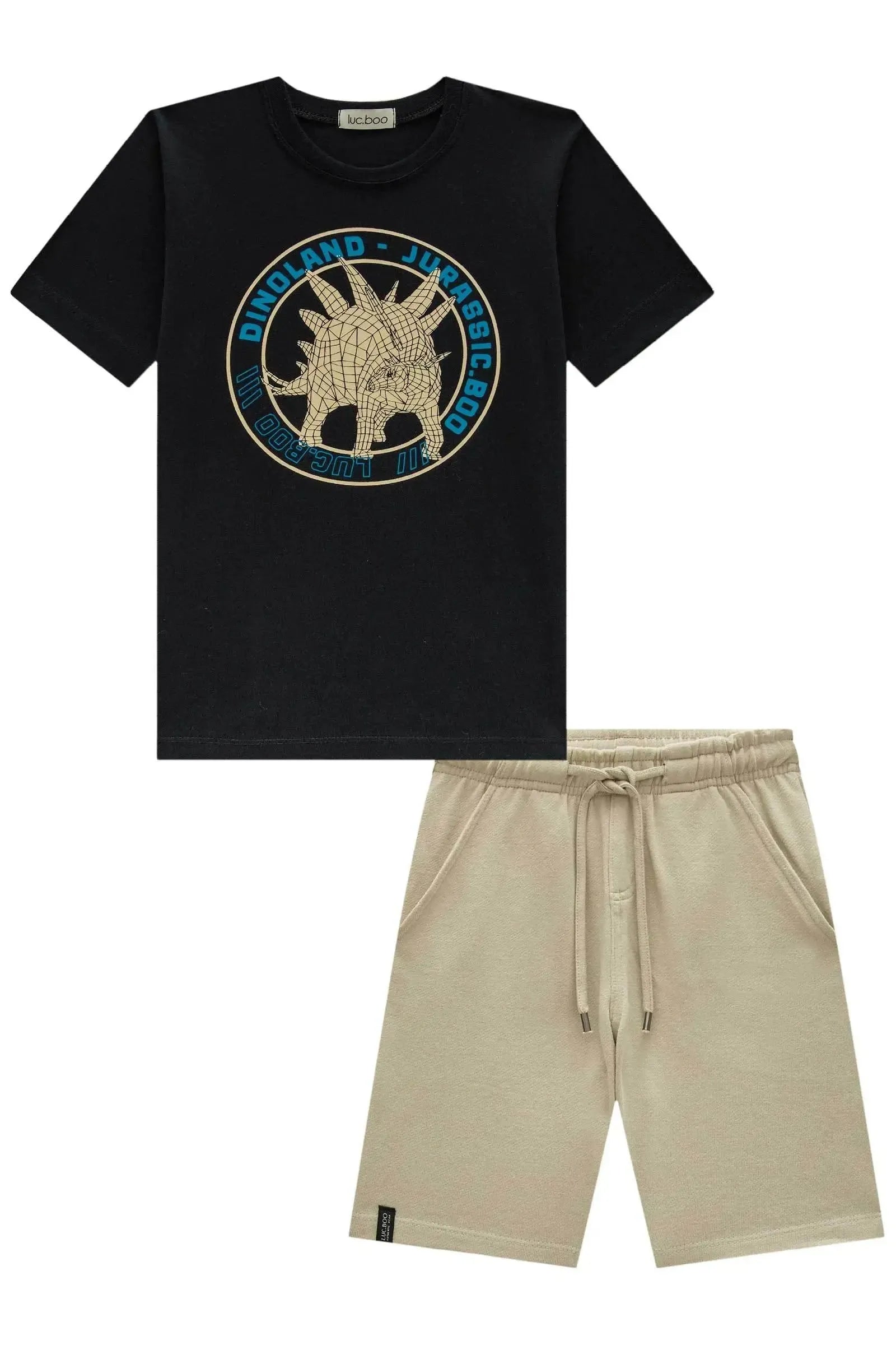 Conjunto de Camiseta em Meia Malha e Bermuda em Moletwill com Elastano 85113 LucBoo Infantil Menino