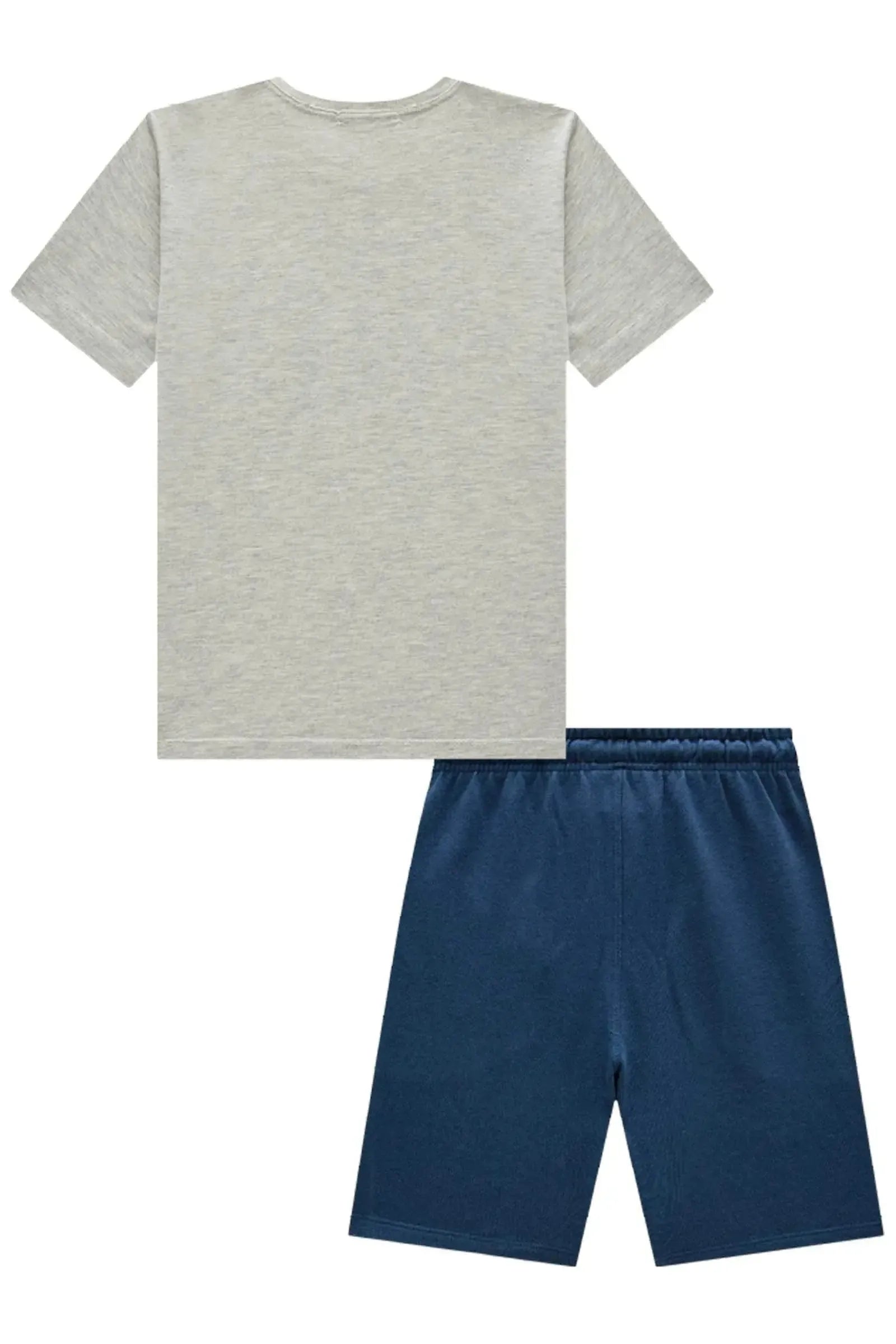 Conjunto de Camiseta em Meia Malha e Bermuda em Moletwill com Elastano 85113 LucBoo Infantil Menino