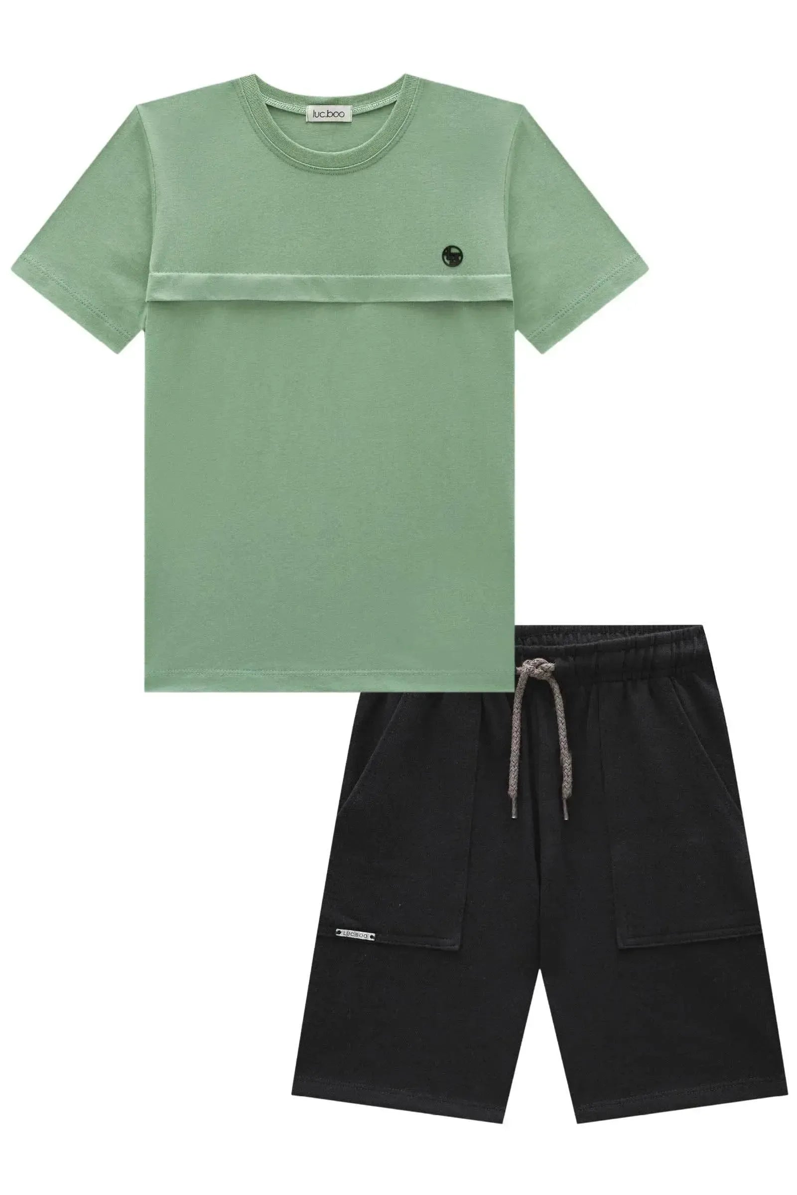 Conjunto de Camiseta em Meia Malha e Bermuda em Moletwill com Elastano 93542 LucBoo Infantil Menino