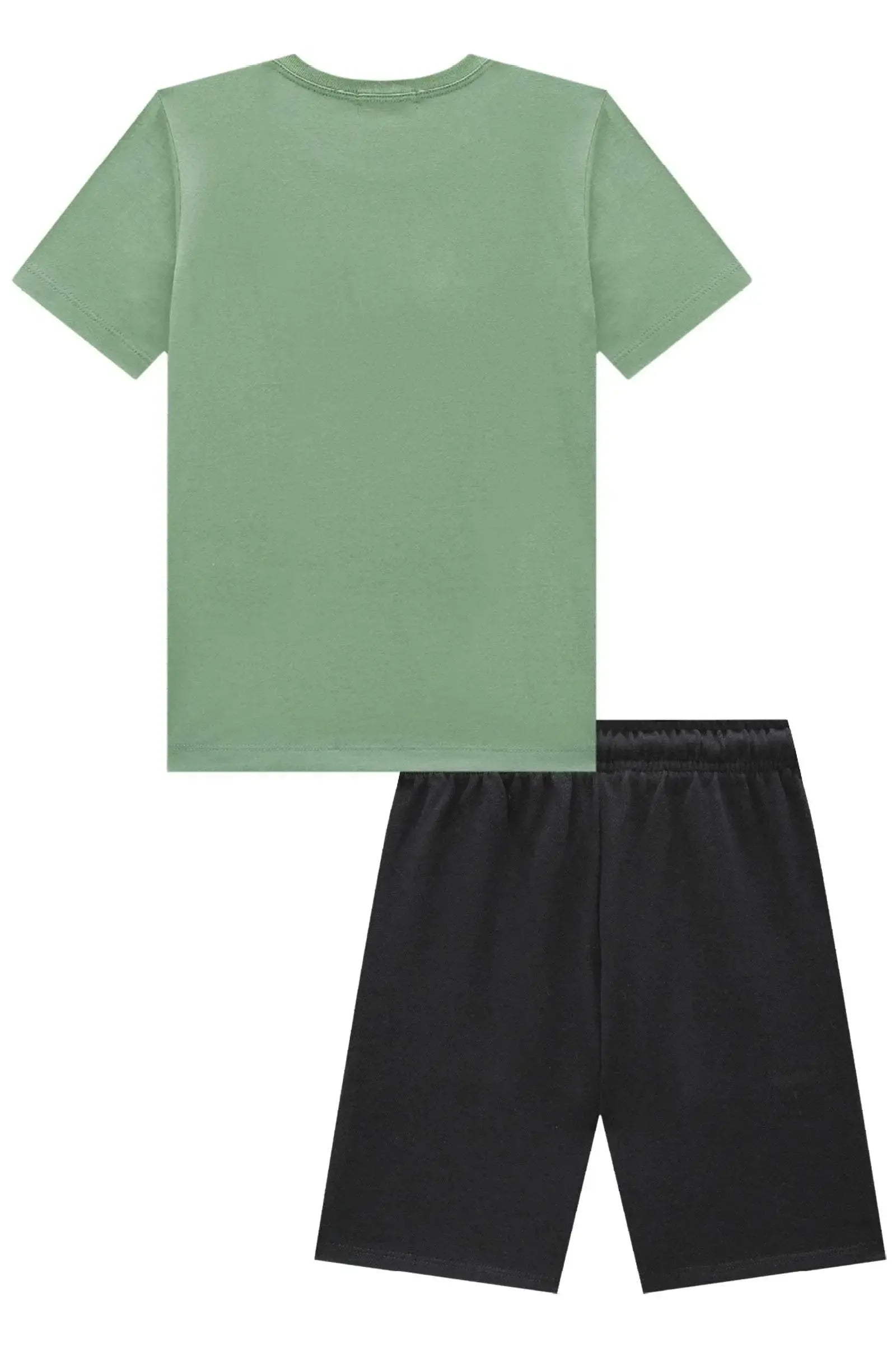 Conjunto de Camiseta em Meia Malha e Bermuda em Moletwill com Elastano 93542 LucBoo Infantil Menino