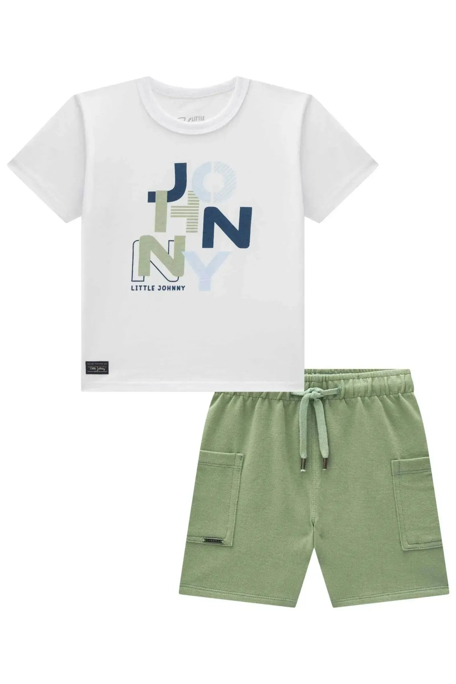 Conjunto de Camiseta em Meia Malha e Bermuda em Moletwill com Elastano 95482 Johnny Fox Teen Menino