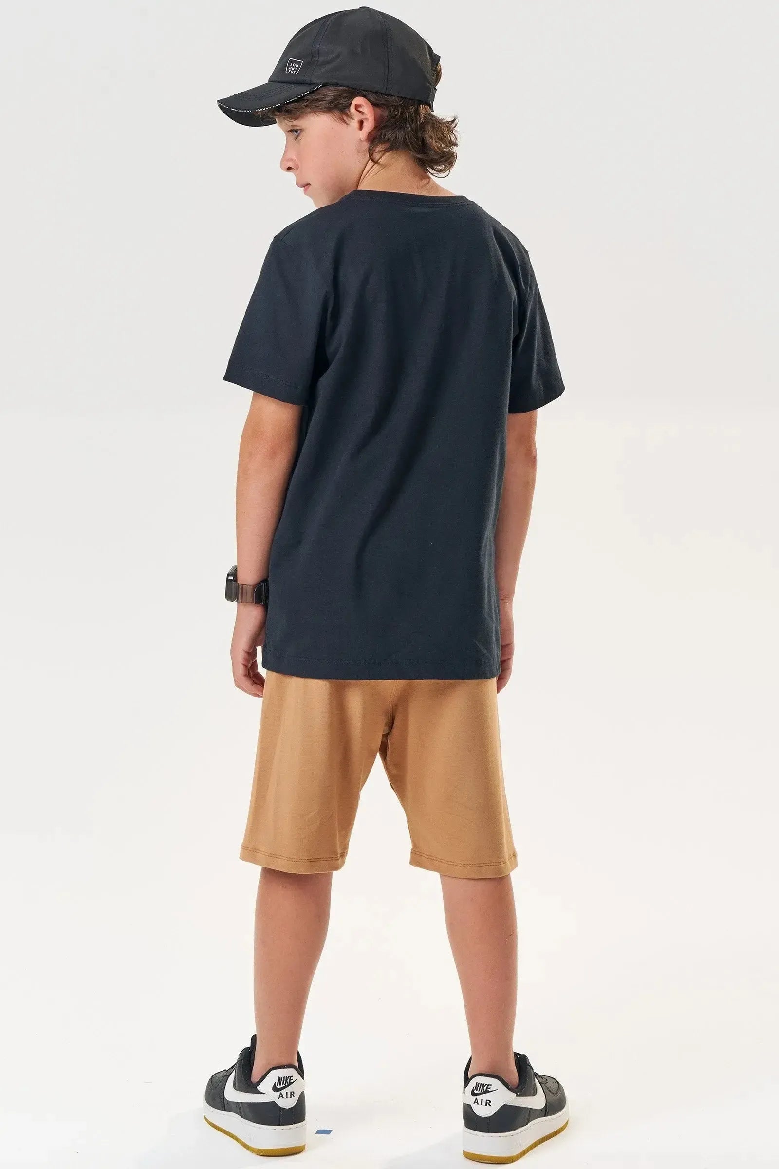 Conjunto de Camiseta em Meia Malha e Bermuda em Molevisco 85070 Johnny Fox Teen Menino