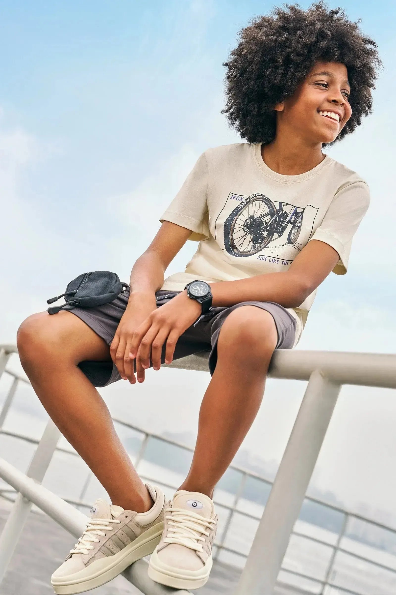 Conjunto de Camiseta em Meia Malha e Bermuda em Molevisco 85070 Johnny Fox Teen Menino