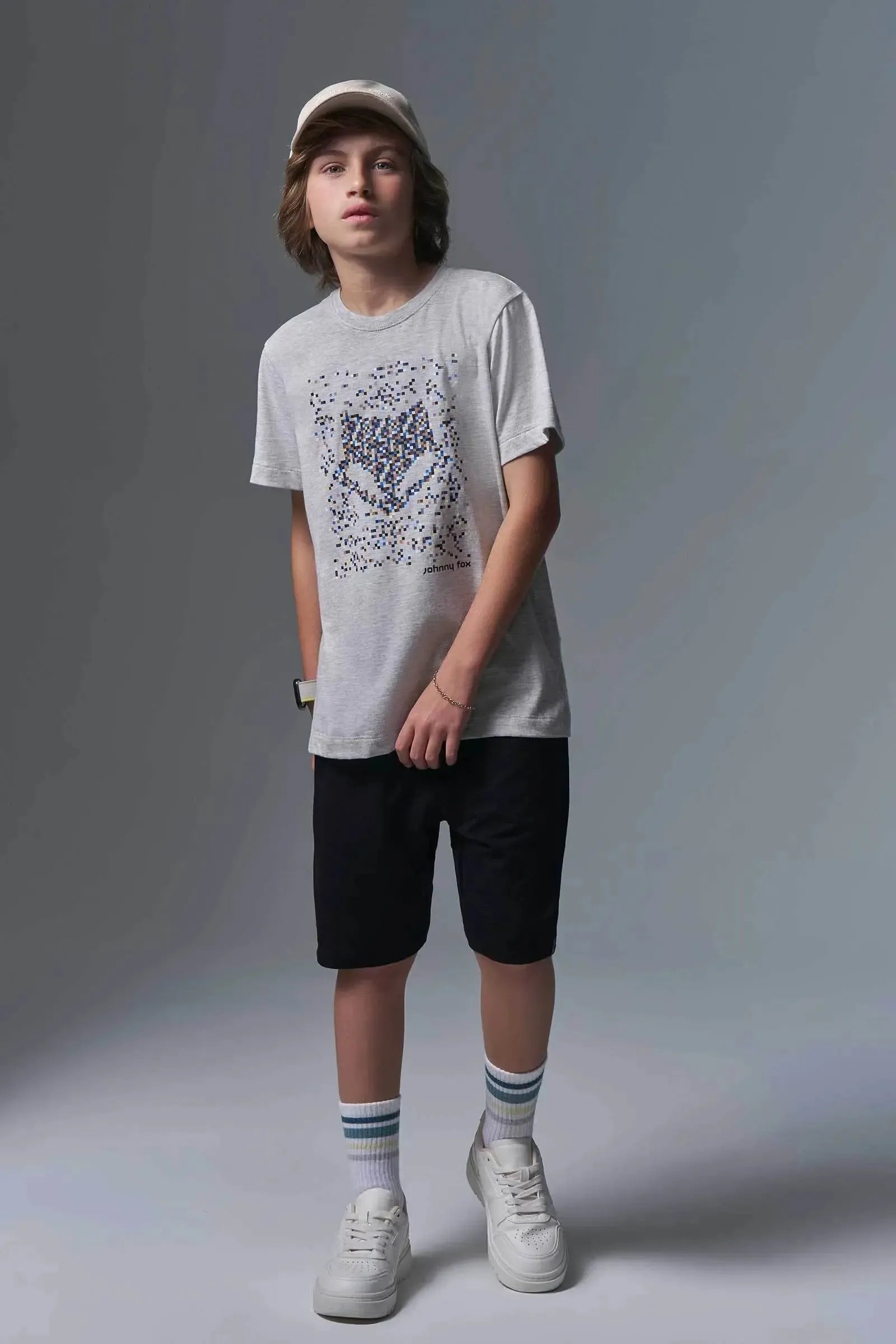 Conjunto de Camiseta em Meia Malha e Bermuda em Molevisco com Elastano 96866 Johnny Fox Teen Menino