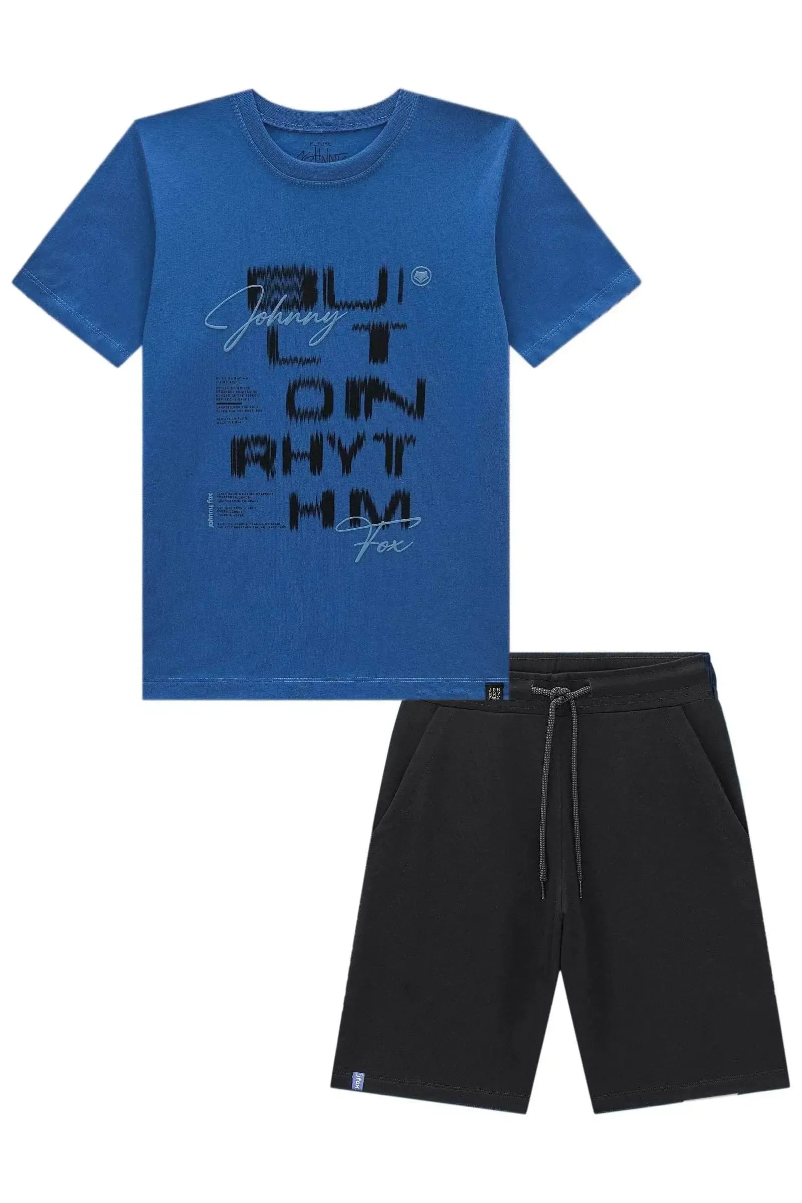 Conjunto de Camiseta em Meia Malha e Bermuda em Molevisco com Elastano 97998 Johnny Fox Teen Menino