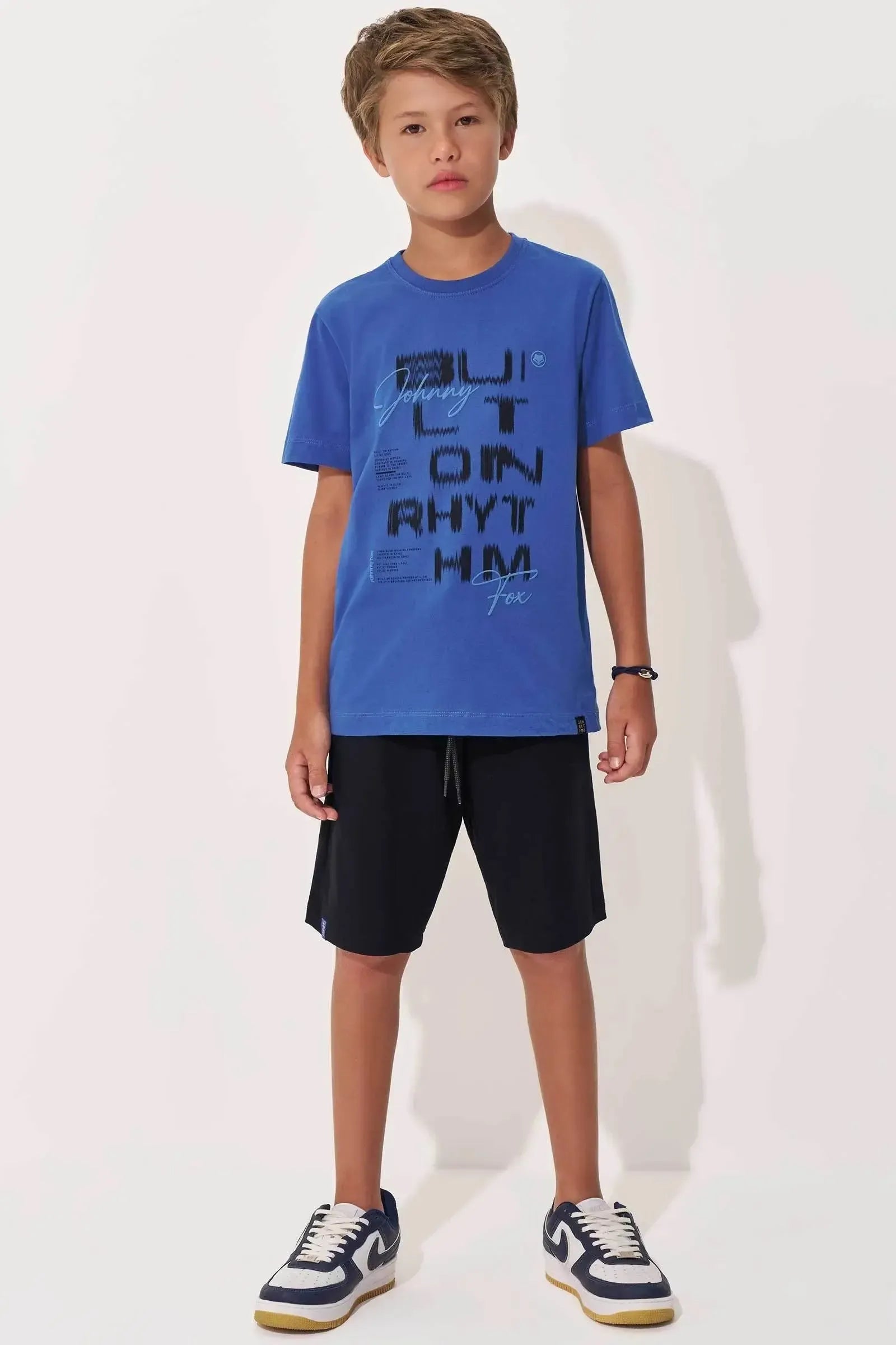 Conjunto de Camiseta em Meia Malha e Bermuda em Molevisco com Elastano 97998 Johnny Fox Teen Menino