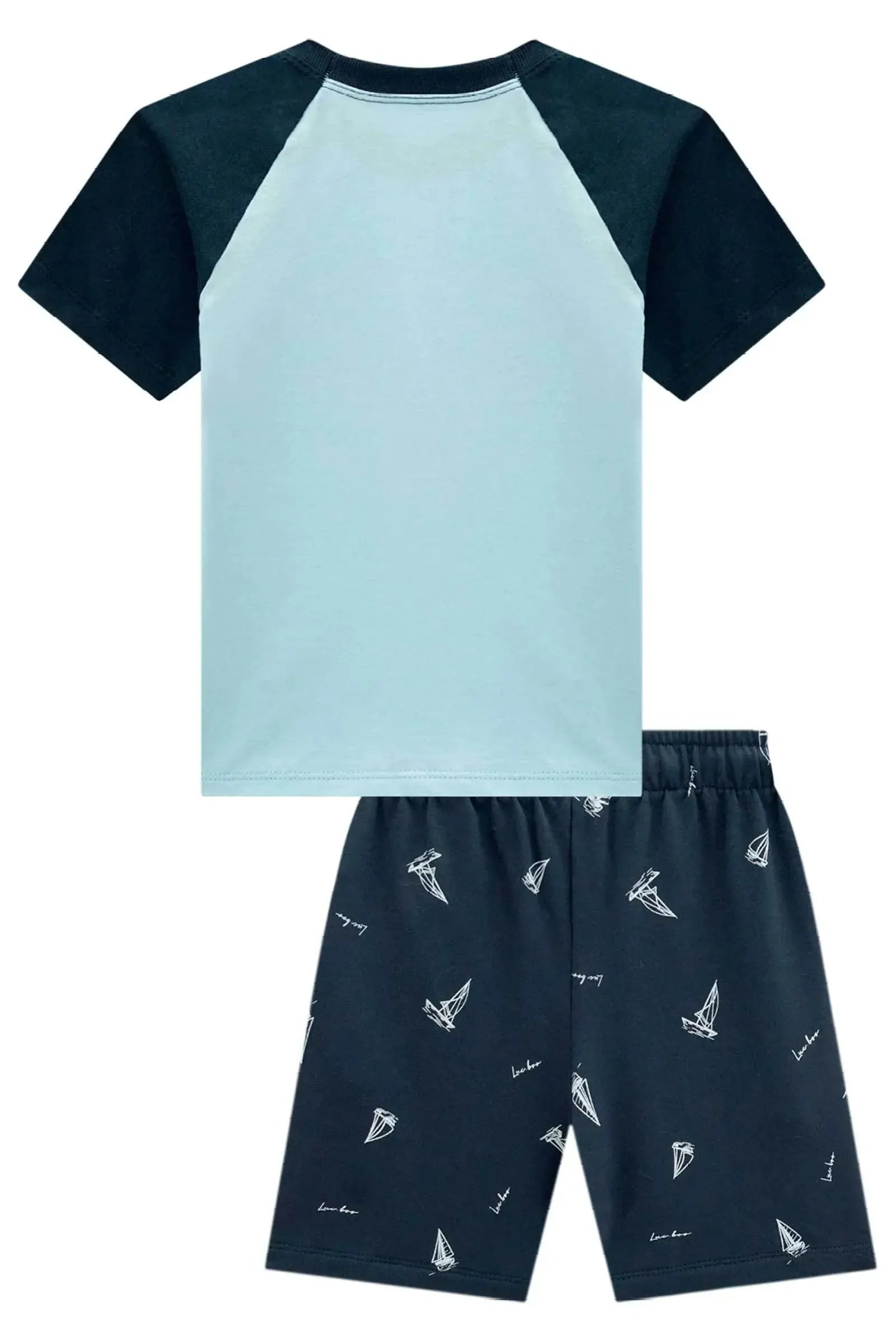 Conjunto de Camiseta em Meia Malha e Bermuda em Molevisco com Elastano 98226 LucBoo Infantil Menino
