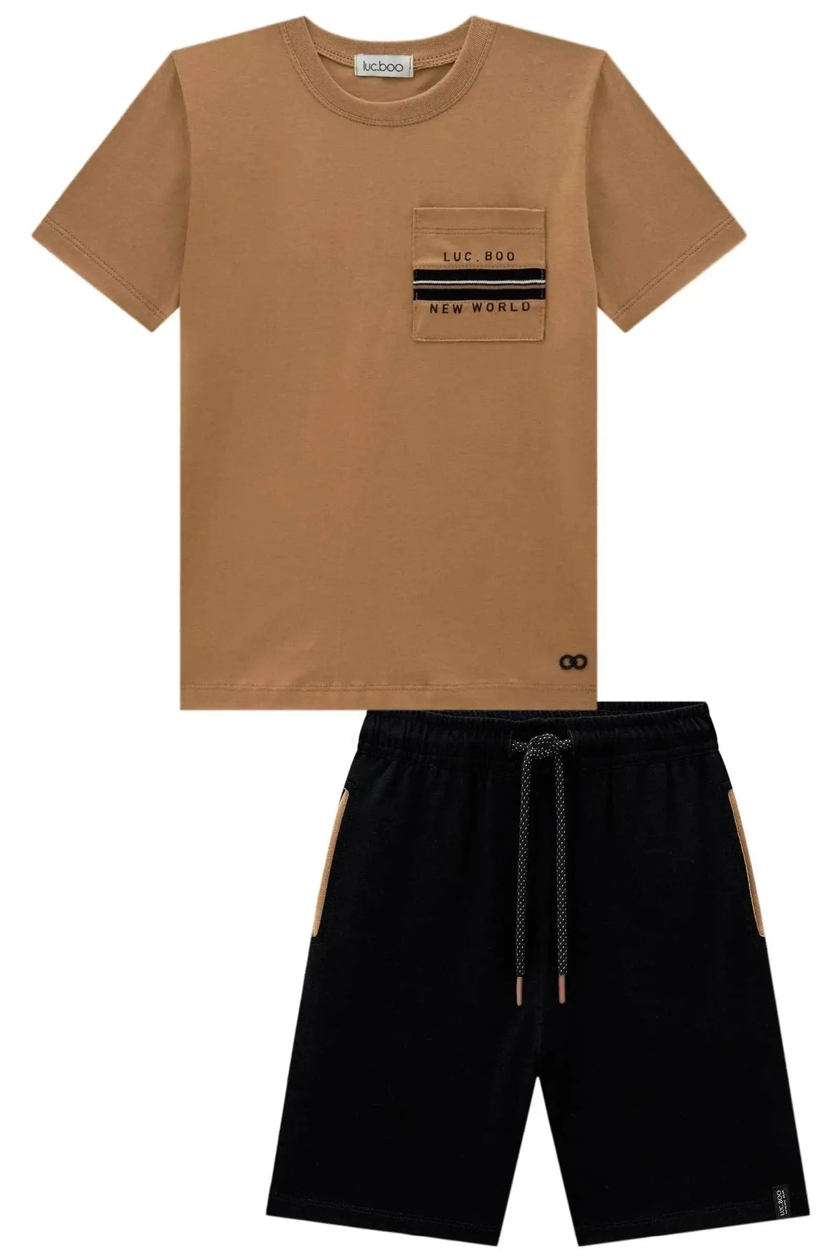 Conjunto de Camiseta em Meia Malha e Bermuda em Molevisco com Elastano 98269 LucBoo Infantil Menino