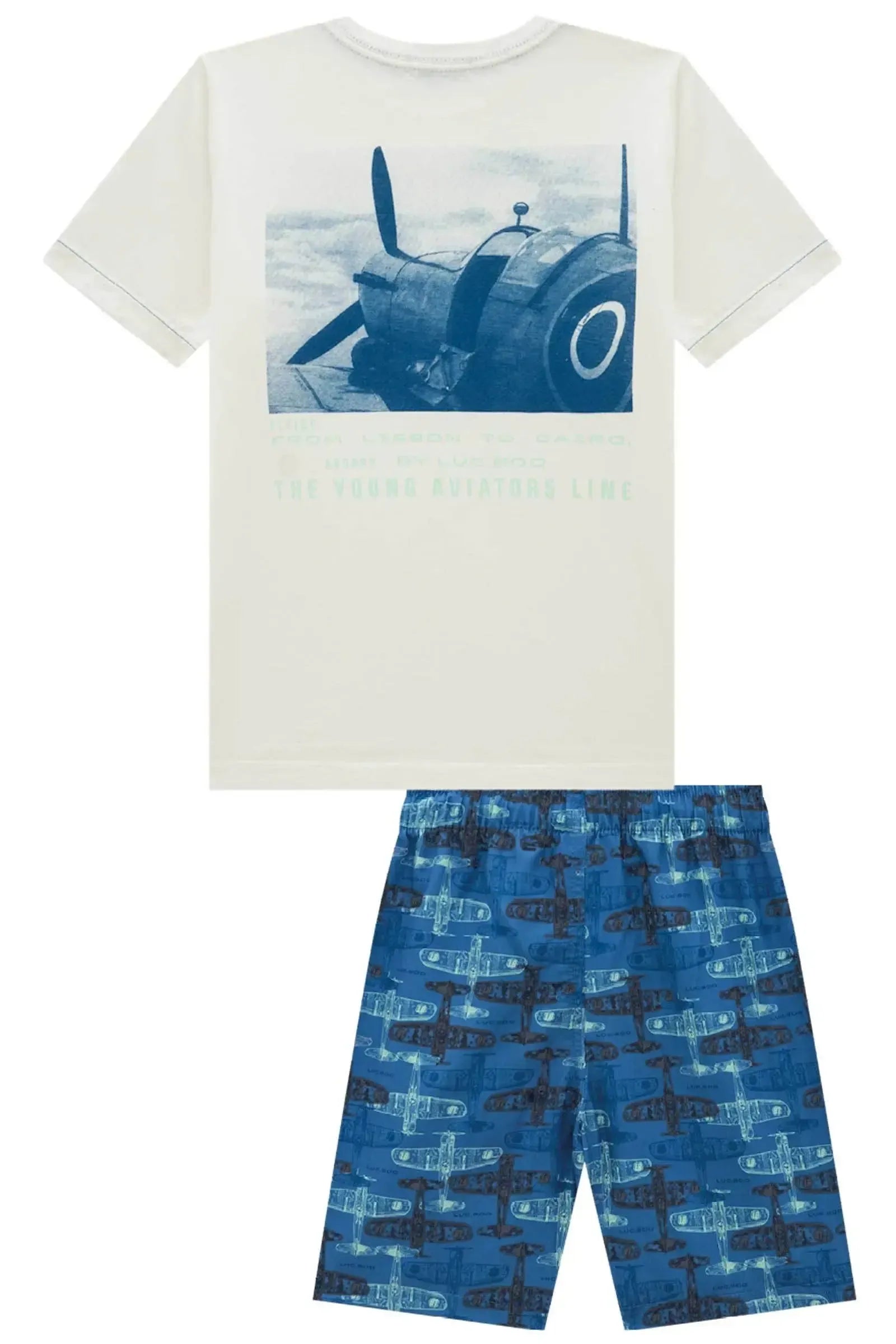 Conjunto de Camiseta em Meia Malha e Bermuda em Nylon Ergonomic com Elastano 94565 LucBoo Infantil Menino