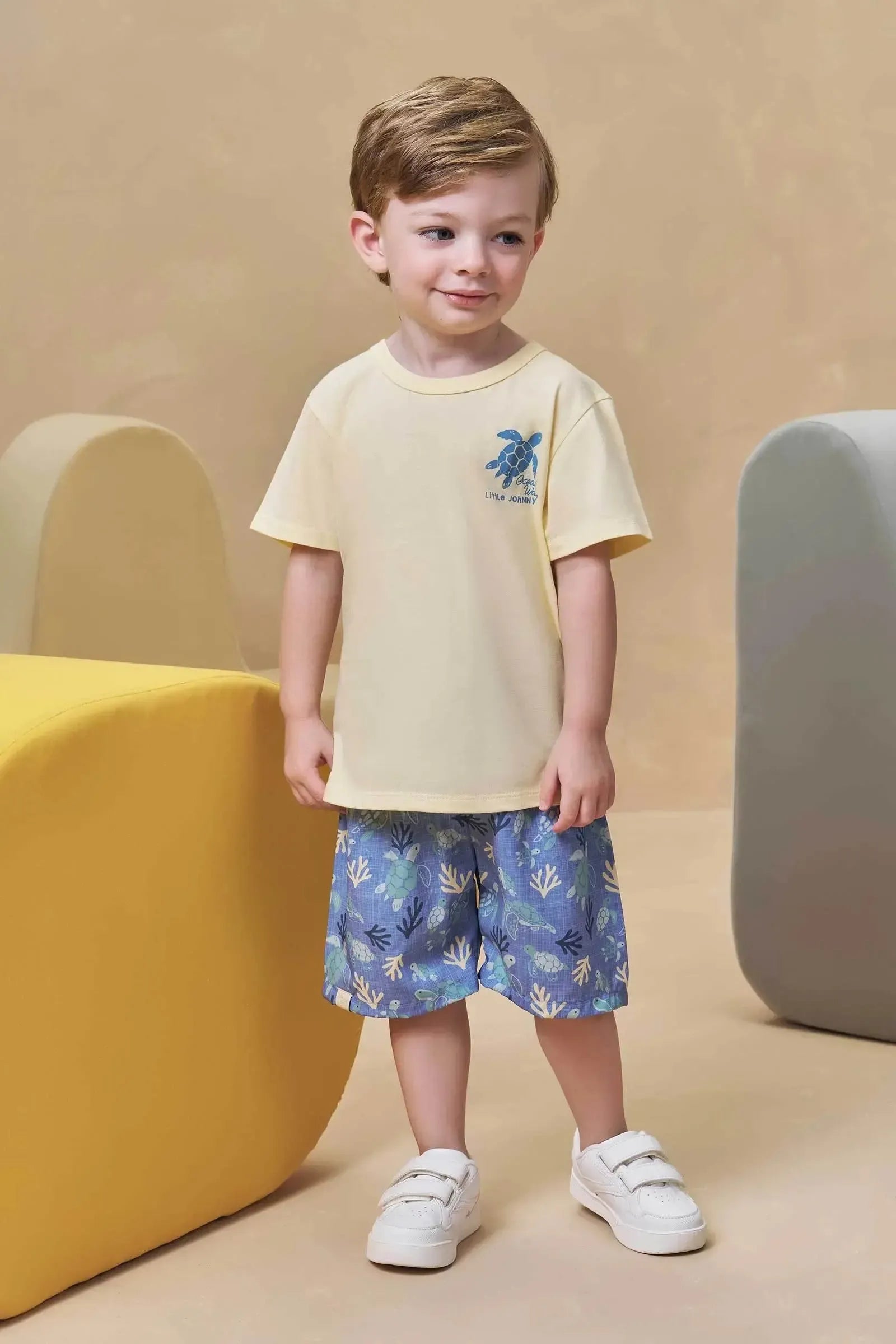 Conjunto de Camiseta em Meia Malha e Bermuda em Nylon Ergonomic com Elastano 95161 Johnny Fox Teen Menino