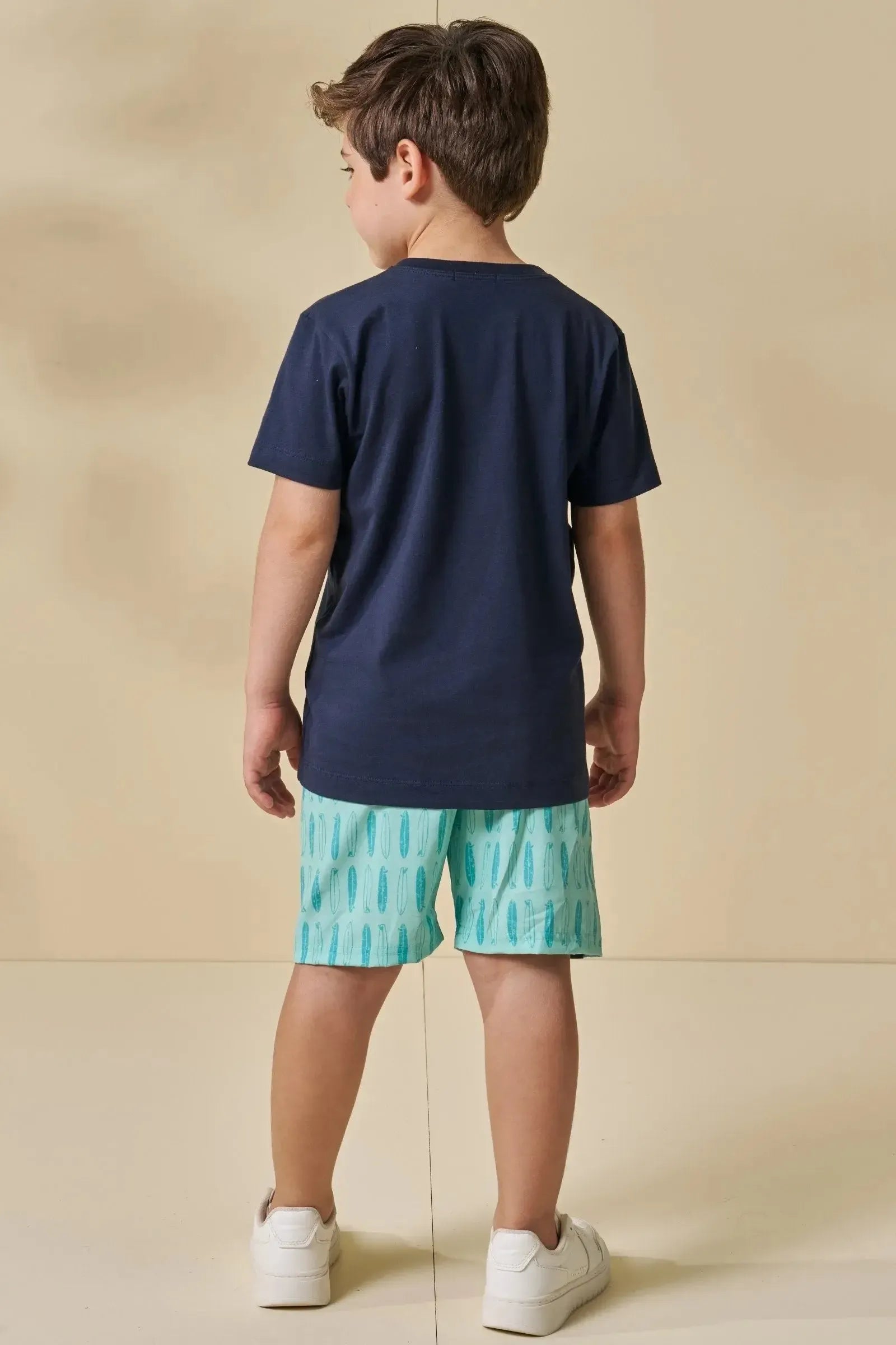 Conjunto de Camiseta em Meia Malha e Bermuda em Nylon Ergonomic com Elastano 96132 LucBoo Infantil Menino