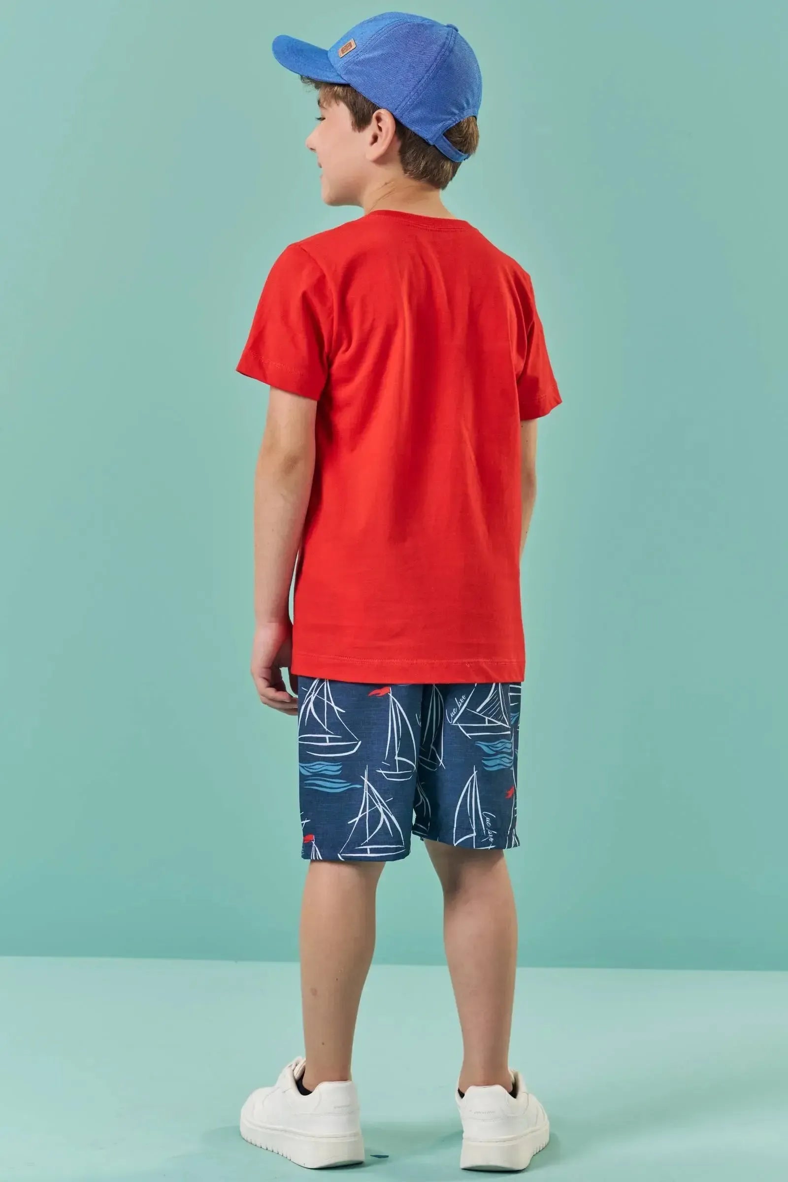 Conjunto de Camiseta em Meia Malha e Bermuda em Nylon Ergonomic com Elastano 82890 LucBoo Infantil Menino