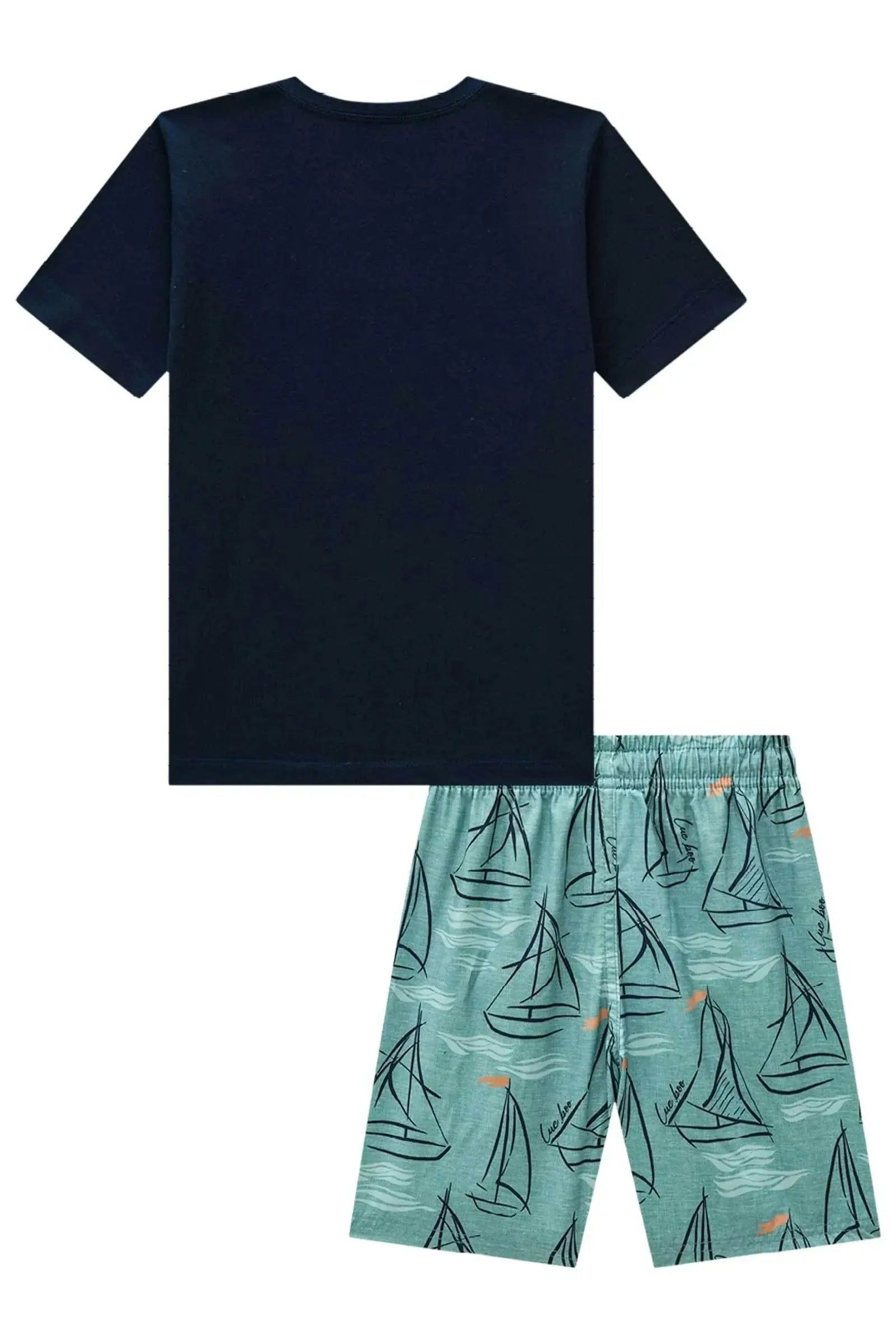 Conjunto de Camiseta em Meia Malha e Bermuda em Nylon Ergonomic com Elastano 82890 LucBoo Infantil Menino