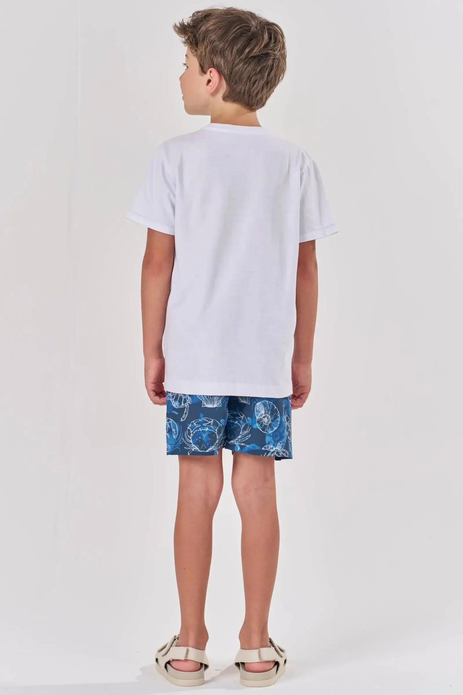 Conjunto de Camiseta em Meia Malha e Bermuda em Nylon Ergonomic com Elastano 83144 LucBoo Infantil Menino