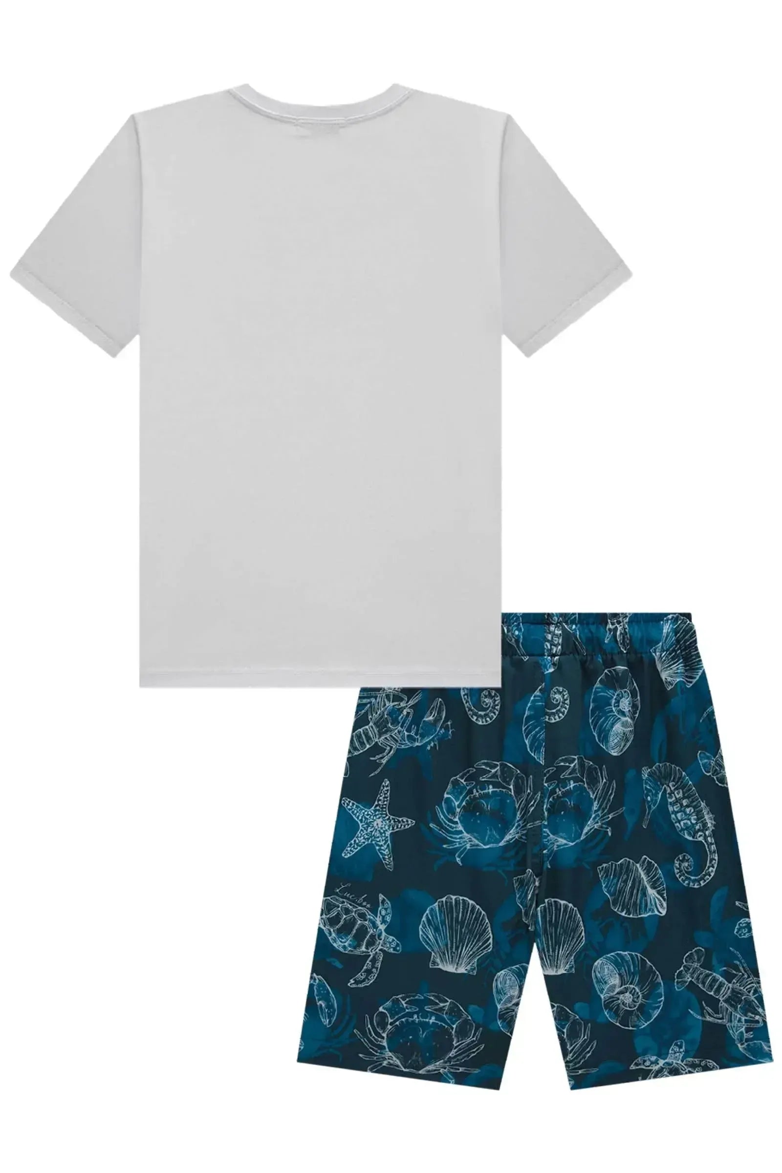 Conjunto de Camiseta em Meia Malha e Bermuda em Nylon Ergonomic com Elastano 83144 LucBoo Infantil Menino