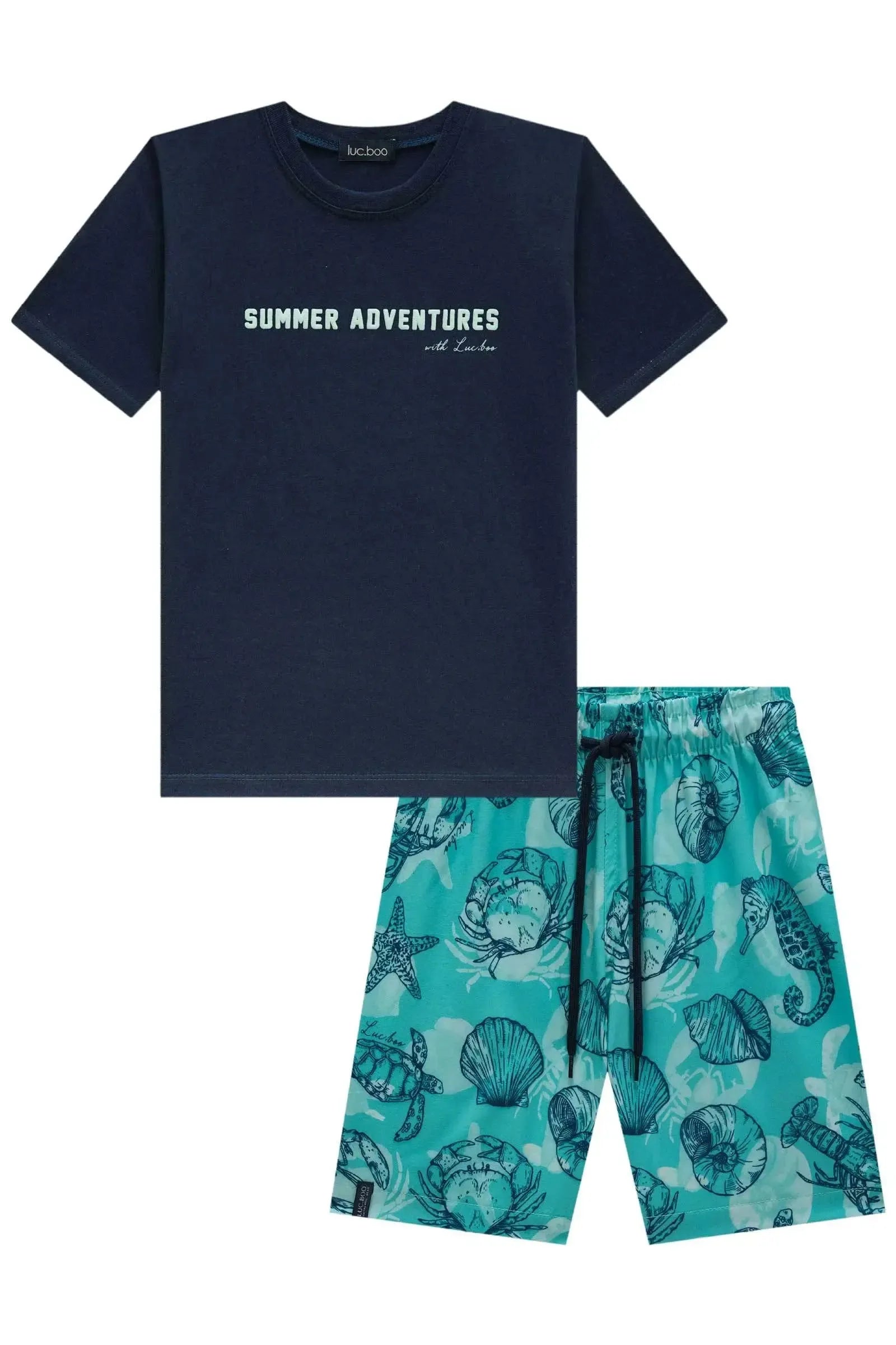 Conjunto de Camiseta em Meia Malha e Bermuda em Nylon Ergonomic com Elastano 83144 LucBoo Infantil Menino