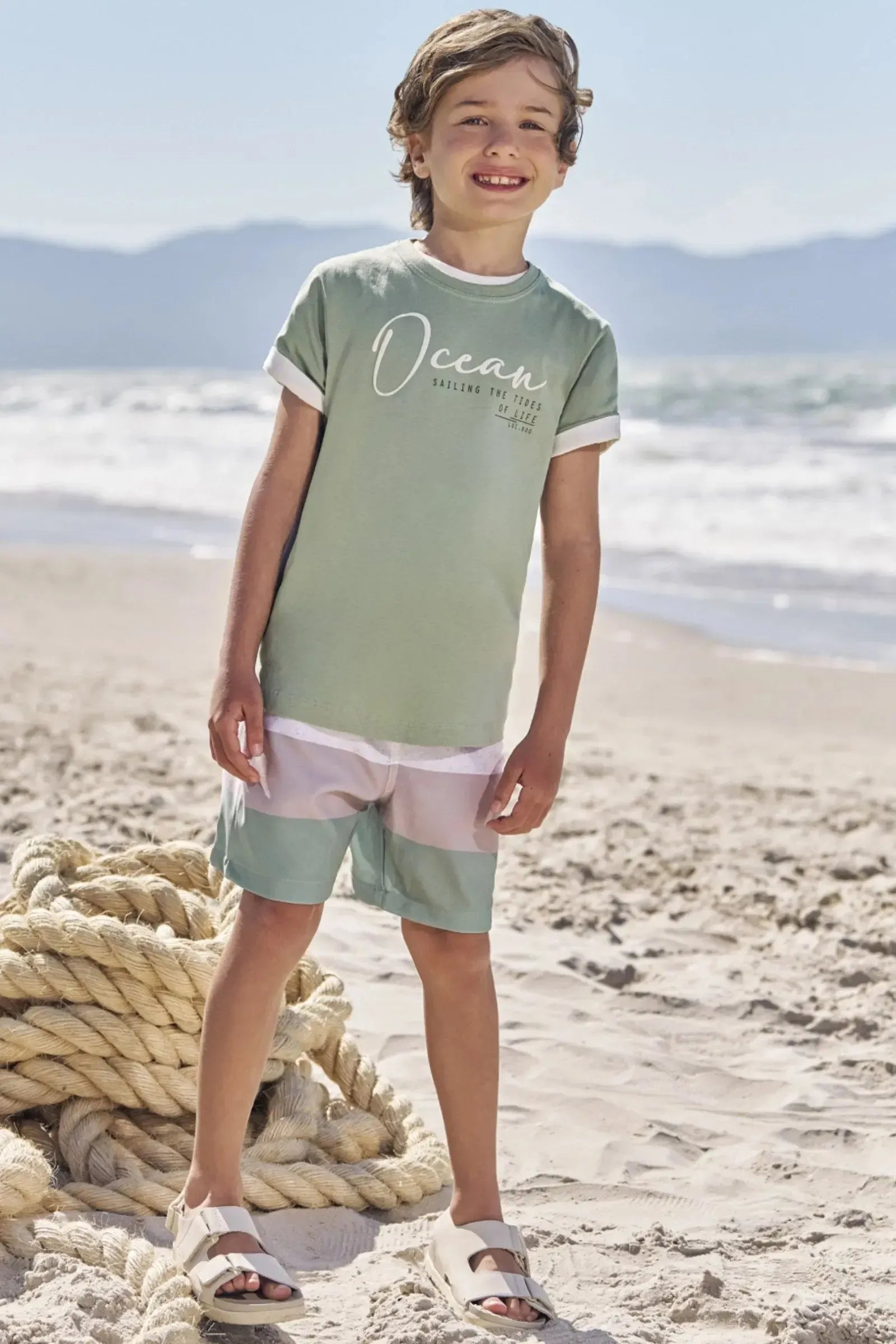 Conjunto de Camiseta em Meia Malha e Bermuda em Nylon Ergonomic com Elastano 83161 LucBoo Infantil Menino