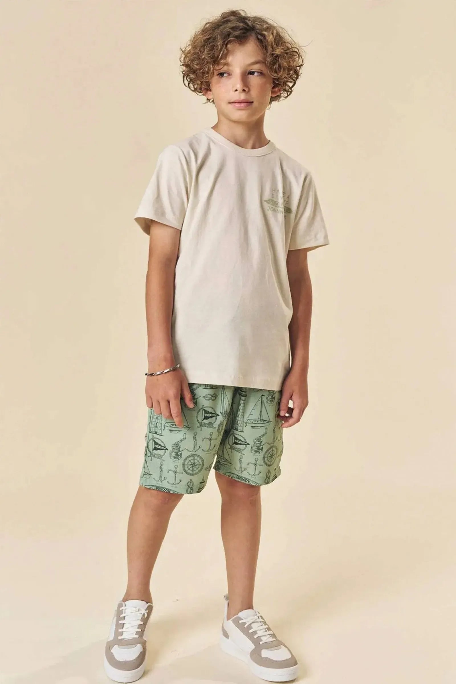 Conjunto de Camiseta em Meia Malha e Bermuda em Nylon Ergonomic com Elastano 83809 Johnny Fox Teen Menino