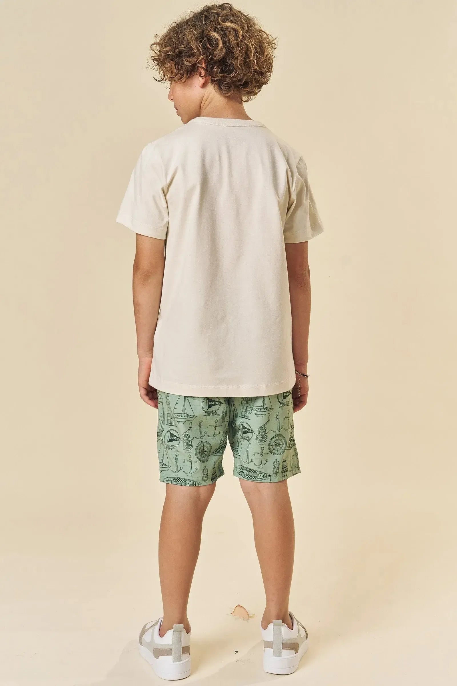 Conjunto de Camiseta em Meia Malha e Bermuda em Nylon Ergonomic com Elastano 83809 Johnny Fox Teen Menino