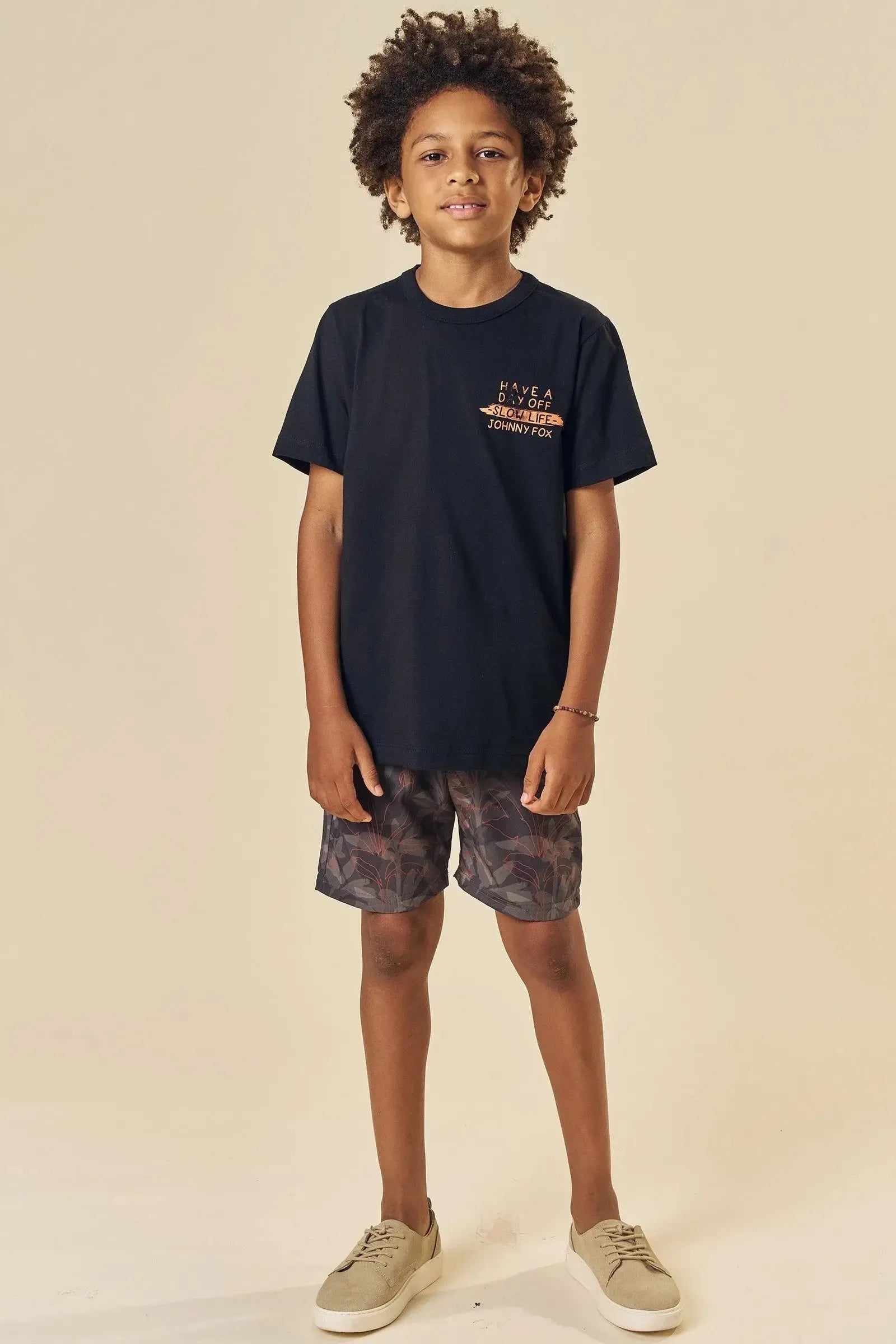 Conjunto de Camiseta em Meia Malha e Bermuda em Nylon Ergonomic com Elastano 83809 Johnny Fox Teen Menino
