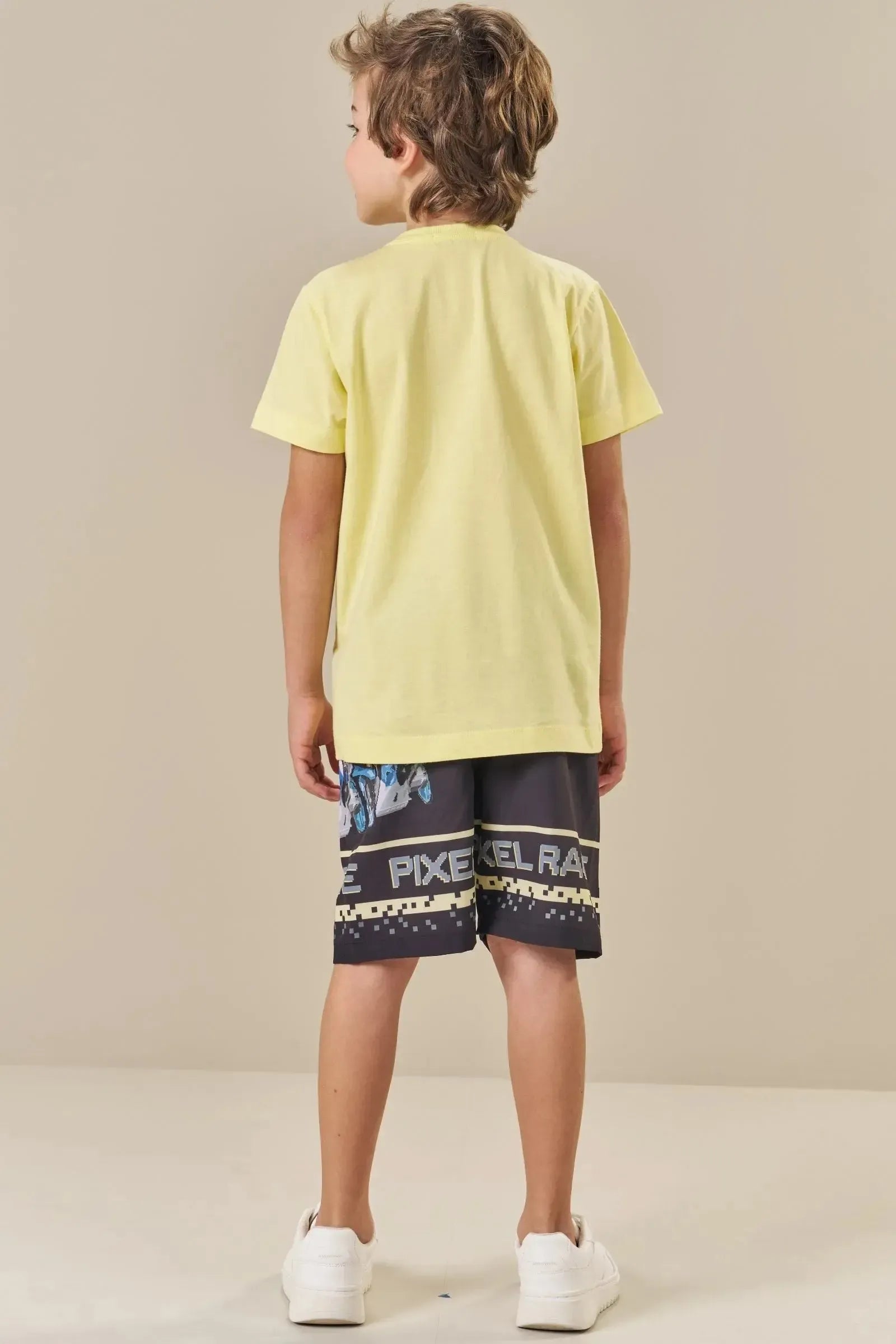 Conjunto de Camiseta em Meia Malha e Bermuda em Nylon Ergonomic com Elastano 84510 LucBoo Infantil Menino