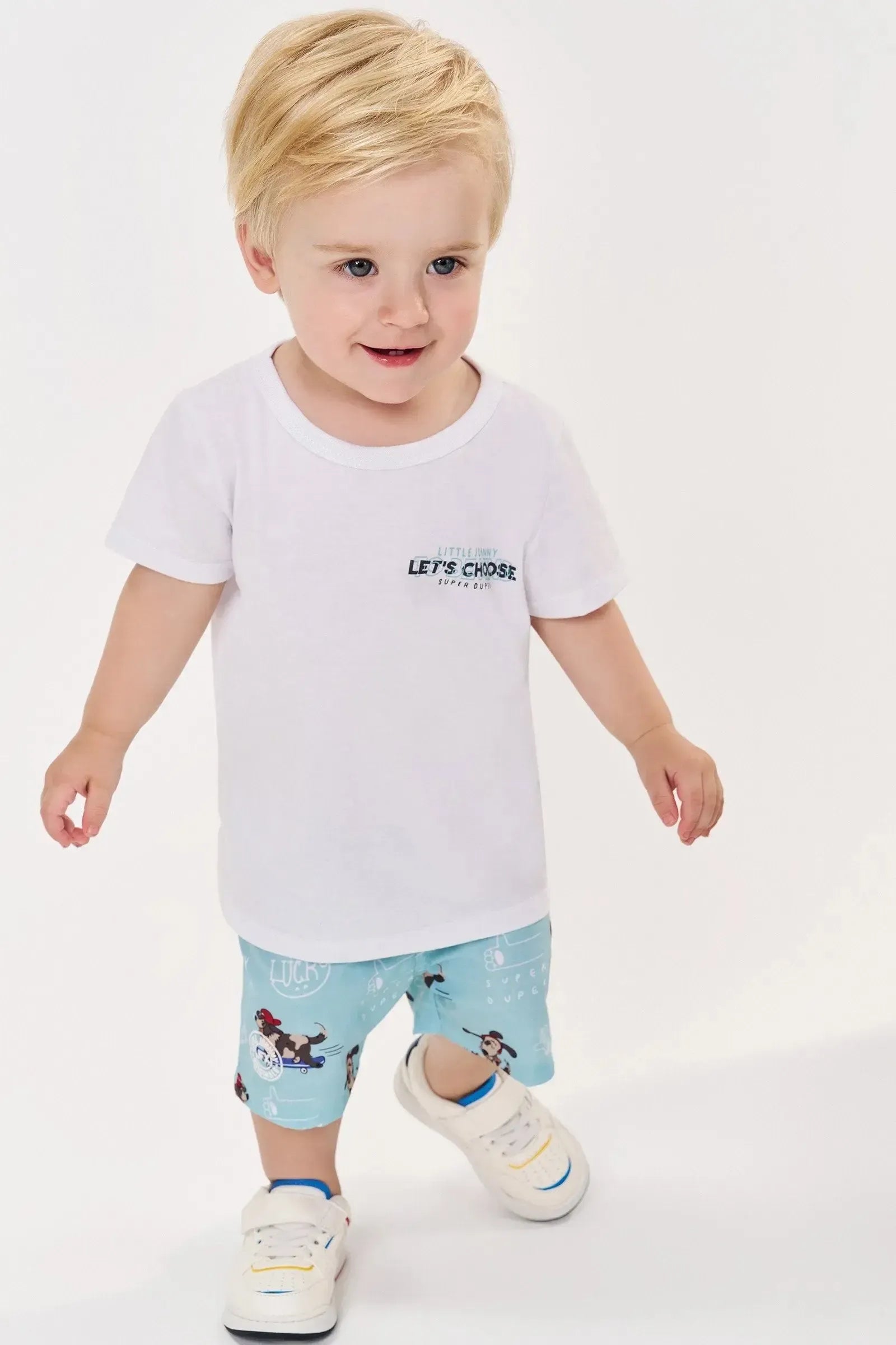 Conjunto de Camiseta em Meia Malha e Bermuda em Nylon Ergonomic com Elastano 84679 Johnny Fox Bebê Menino