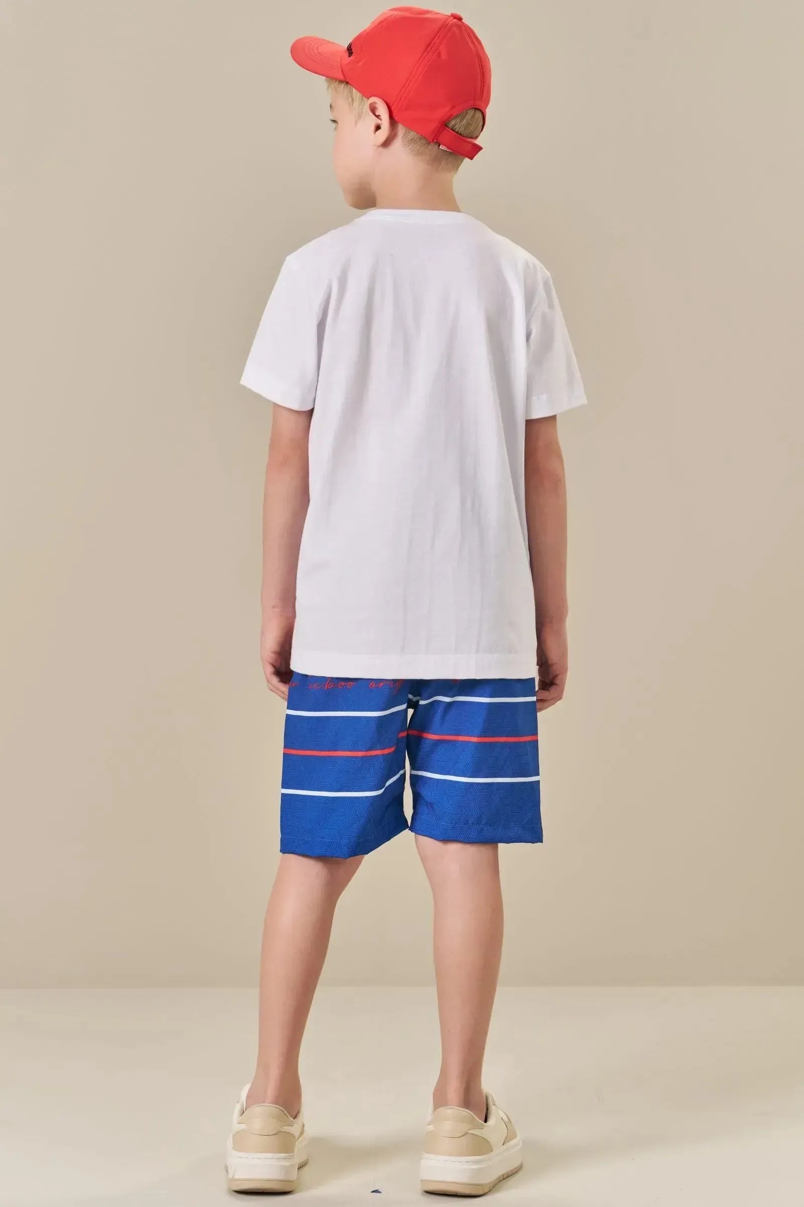 Conjunto de Camiseta em Meia Malha e Bermuda em Nylon Ergonomic com Elastano 84776 LucBoo Infantil Menino