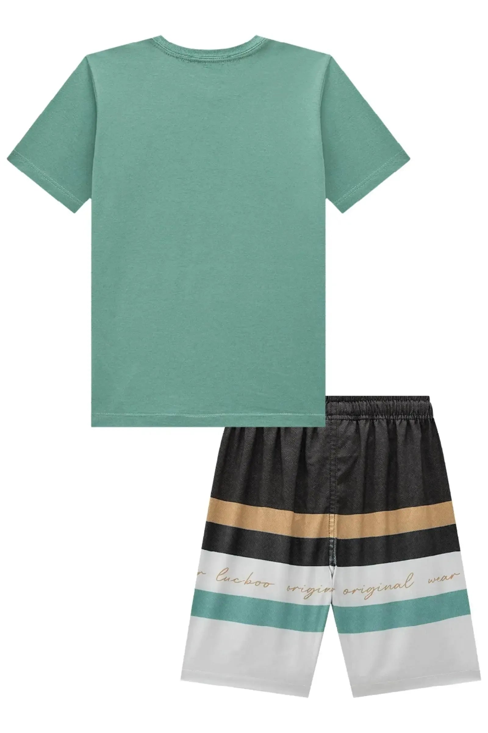 Conjunto de Camiseta em Meia Malha e Bermuda em Nylon Ergonomic com Elastano 84776 LucBoo Infantil Menino