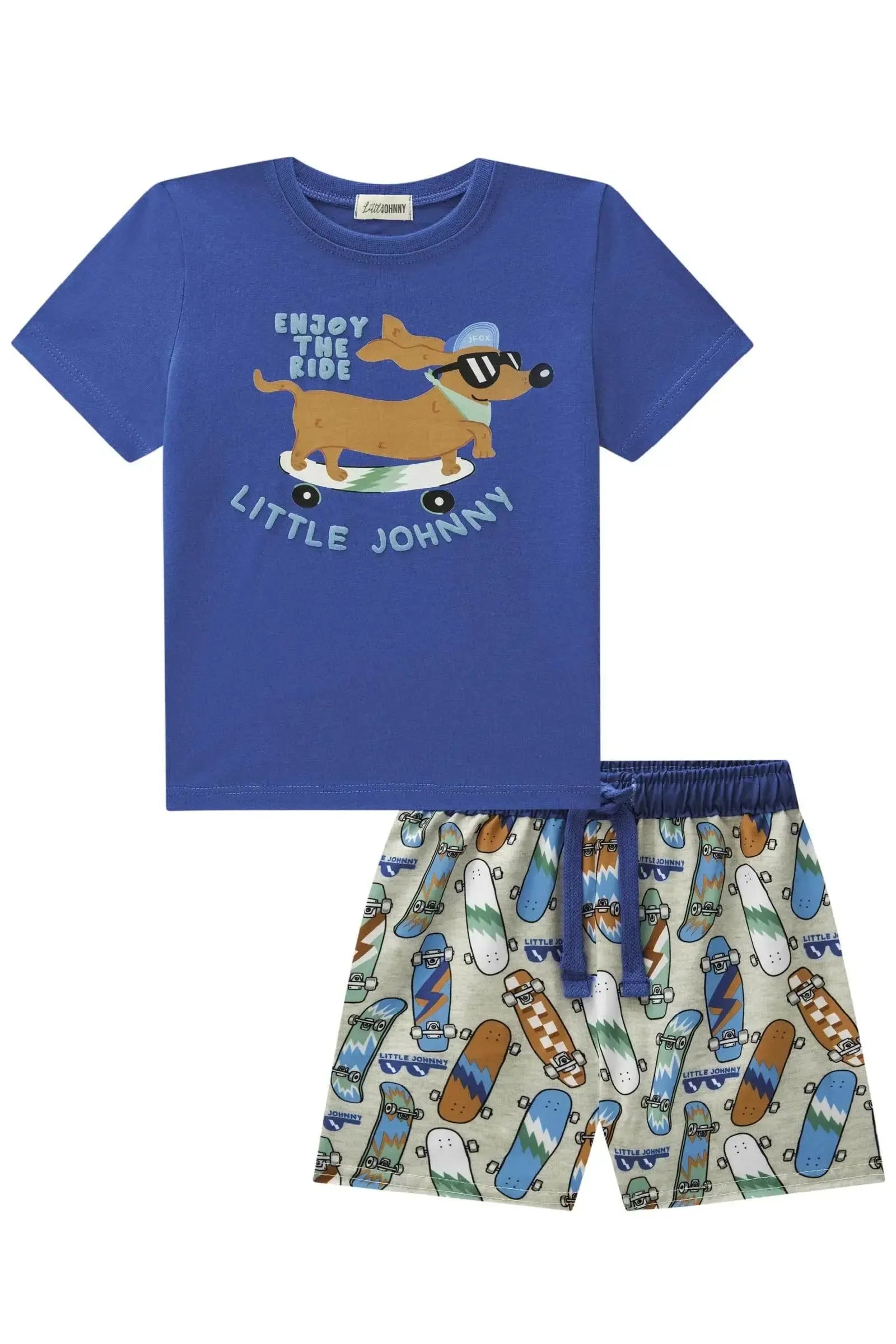 Conjunto de Camiseta em Meia Malha e Bermuda em Nylon Ergonomic com Elastano 88287 Johnny Fox Bebê Menino