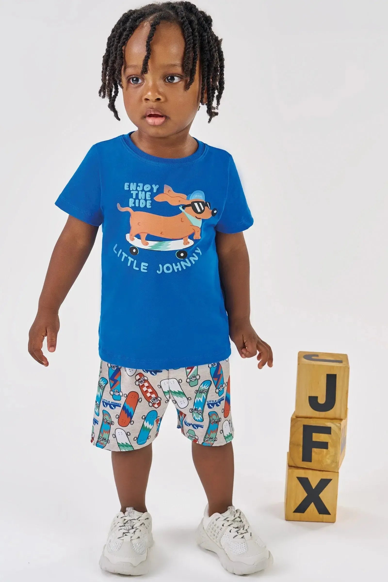 Conjunto de Camiseta em Meia Malha e Bermuda em Nylon Ergonomic com Elastano 88287 Johnny Fox Bebê Menino