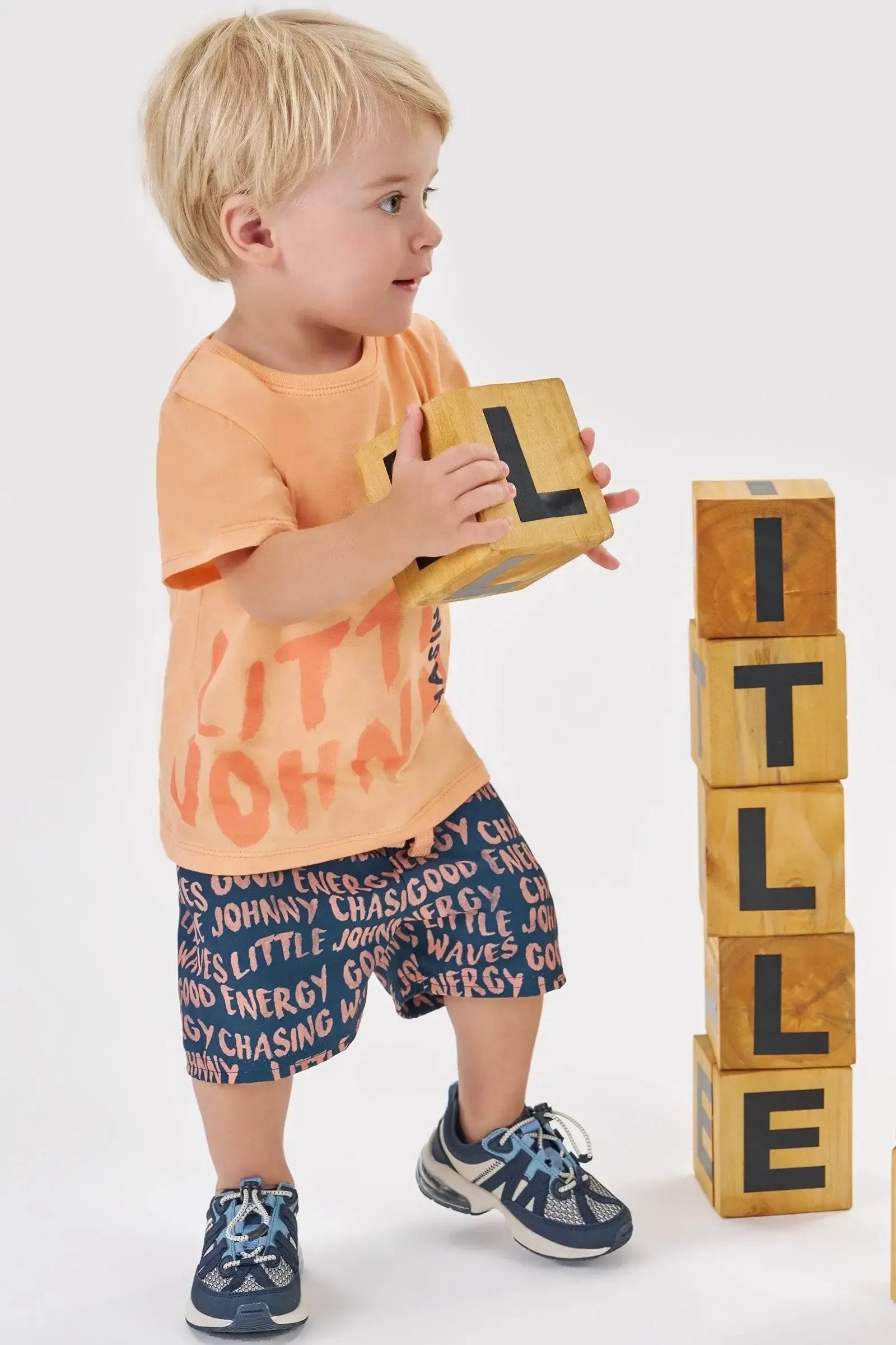 Conjunto de Camiseta em Meia Malha e Bermuda em Nylon Ergonomic com Elastano 88675 Johnny Fox Bebê Menino