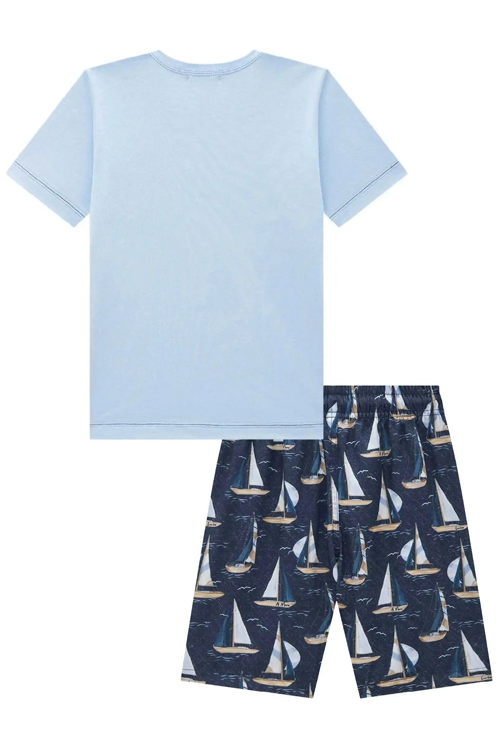 Conjunto de Camiseta em Meia Malha e Bermuda em Nylon Ergonômic com Elastano 95390 LucBoo Infantil Menino