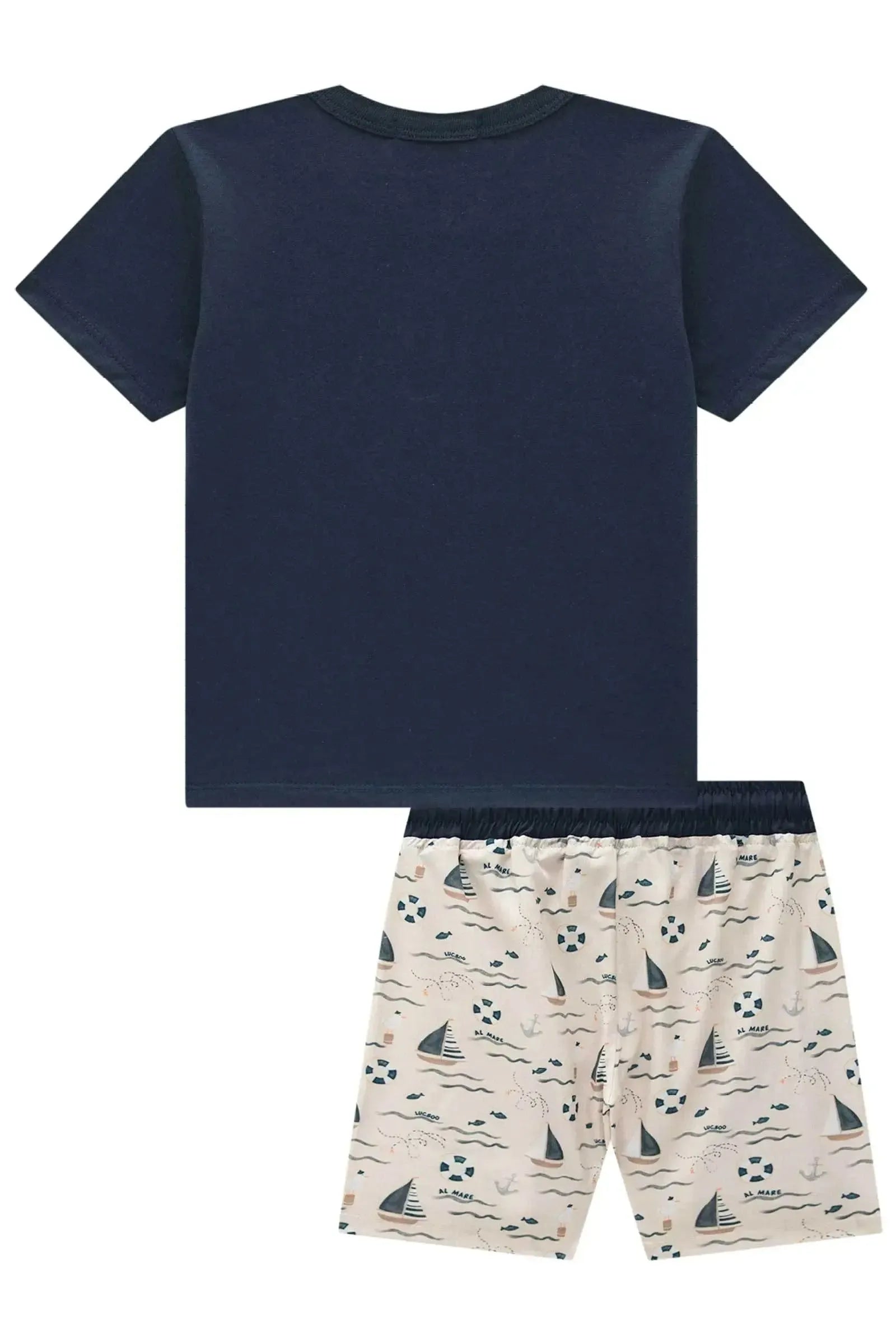 Conjunto de Camiseta em Meia Malha e Bermuda em Nylon Ergonomic com Elastano 95453 LucBoo Infantil Menino
